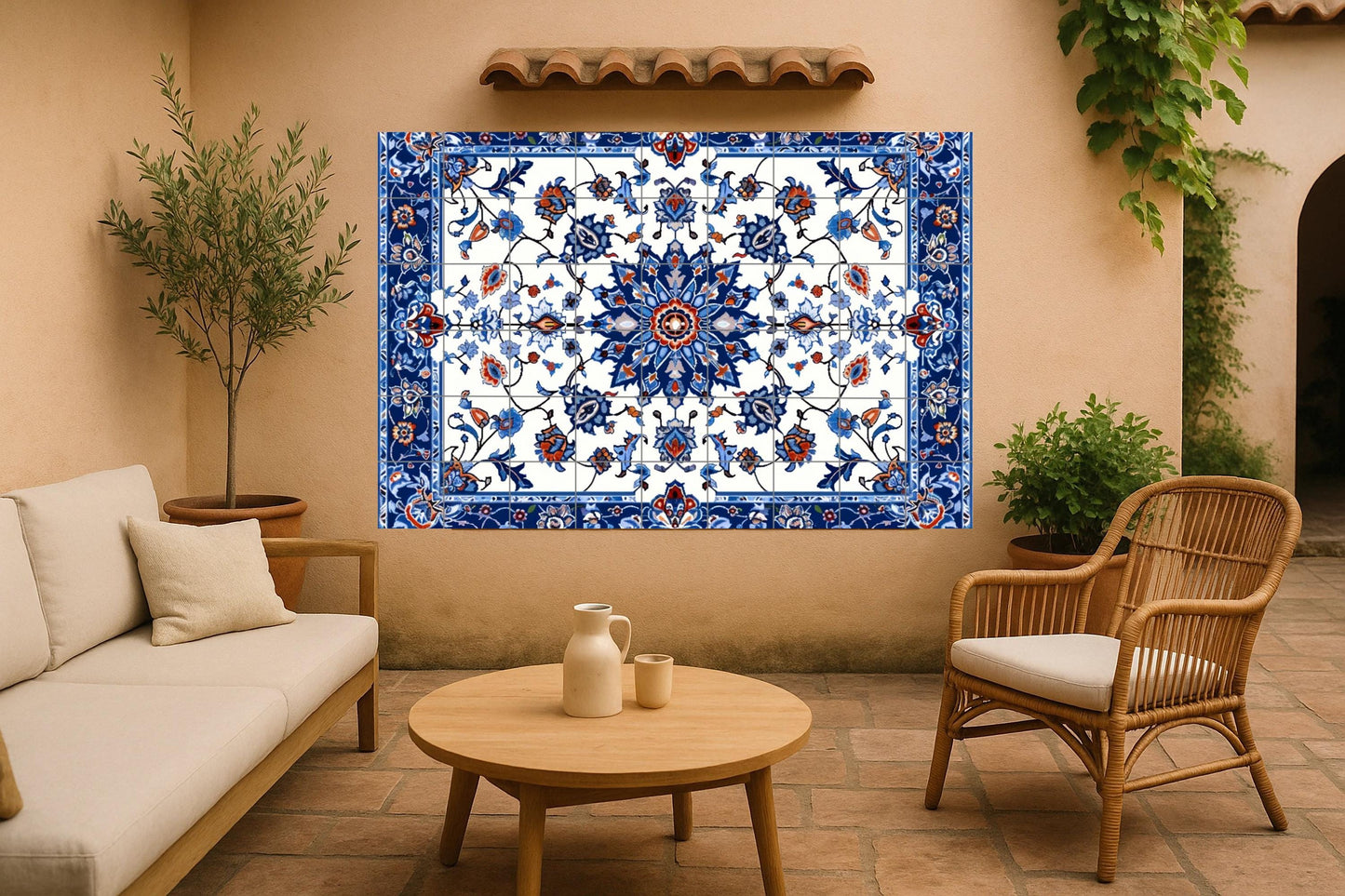 Isfahan mosaic mural • Persian floral tile mural art • Iranian garden decoration • Safavid ceramic panel • Shiraz geometric design • Middle East