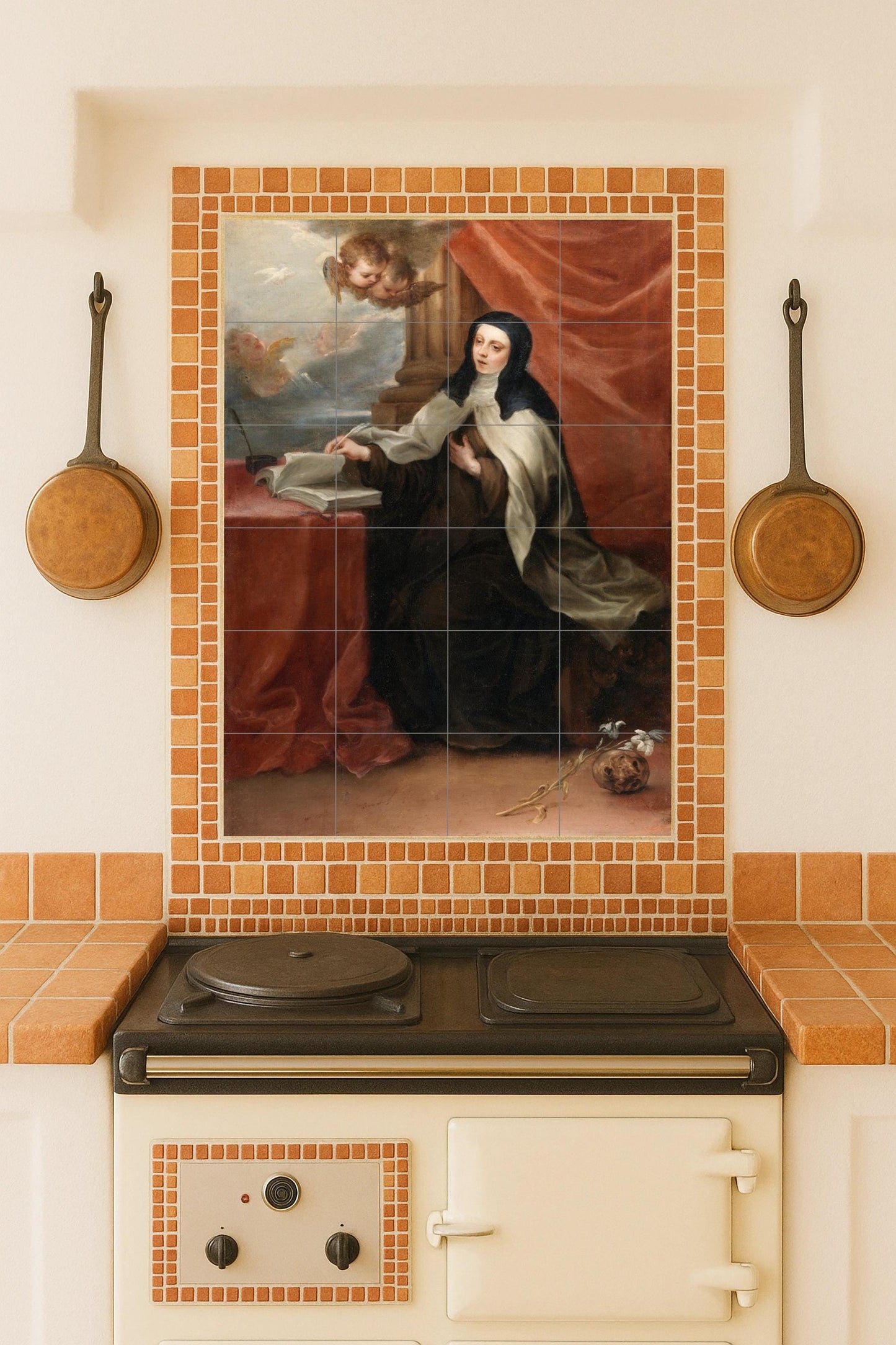 Saint Teresa of Ávila – Baroque ceramic mural of spiritual vision and divine inspiration