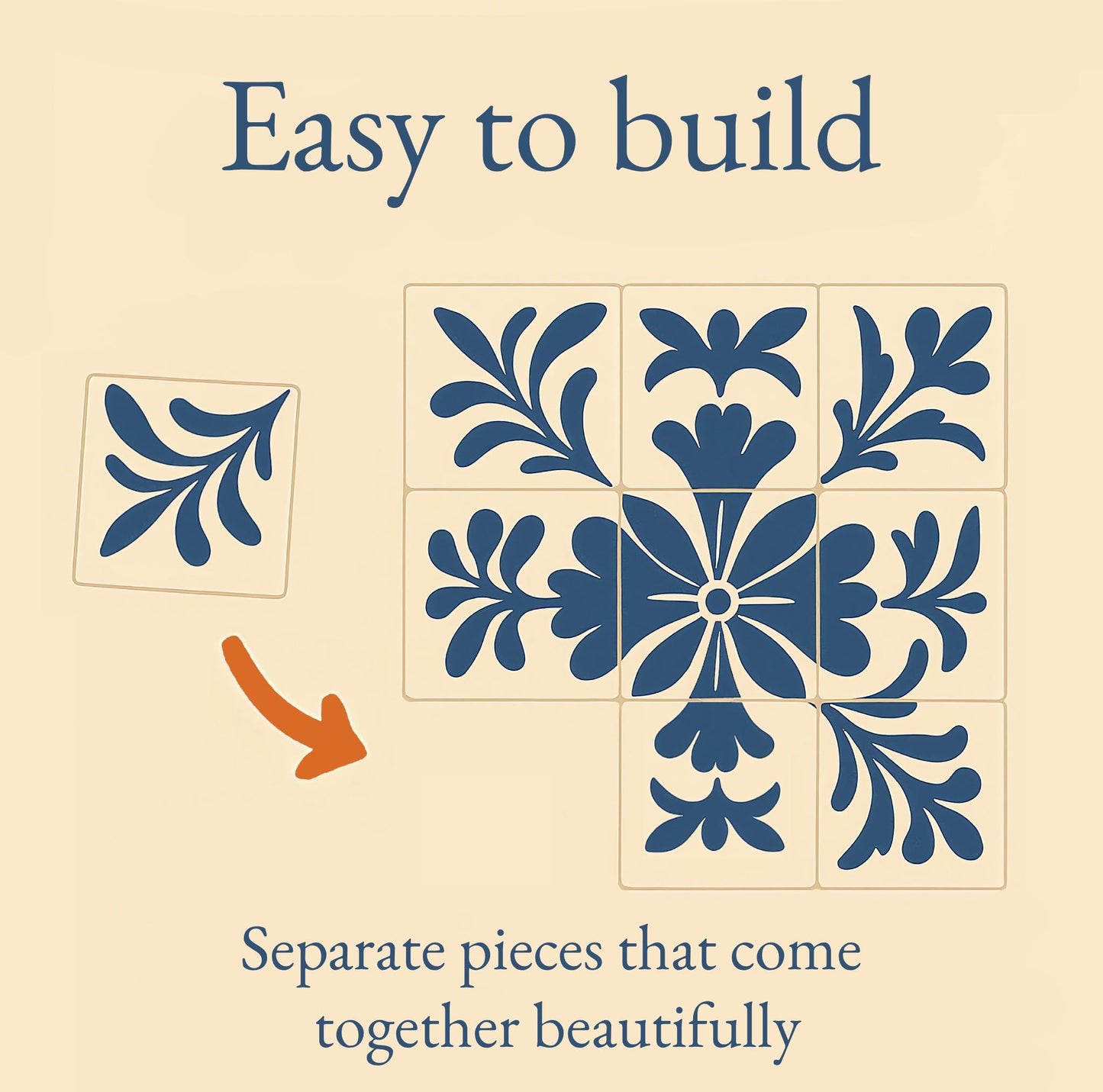 Colonial botanical ceramic tile mural with papaya and citrus fruits, ornate floral border, Latin American still life decorative wall panel