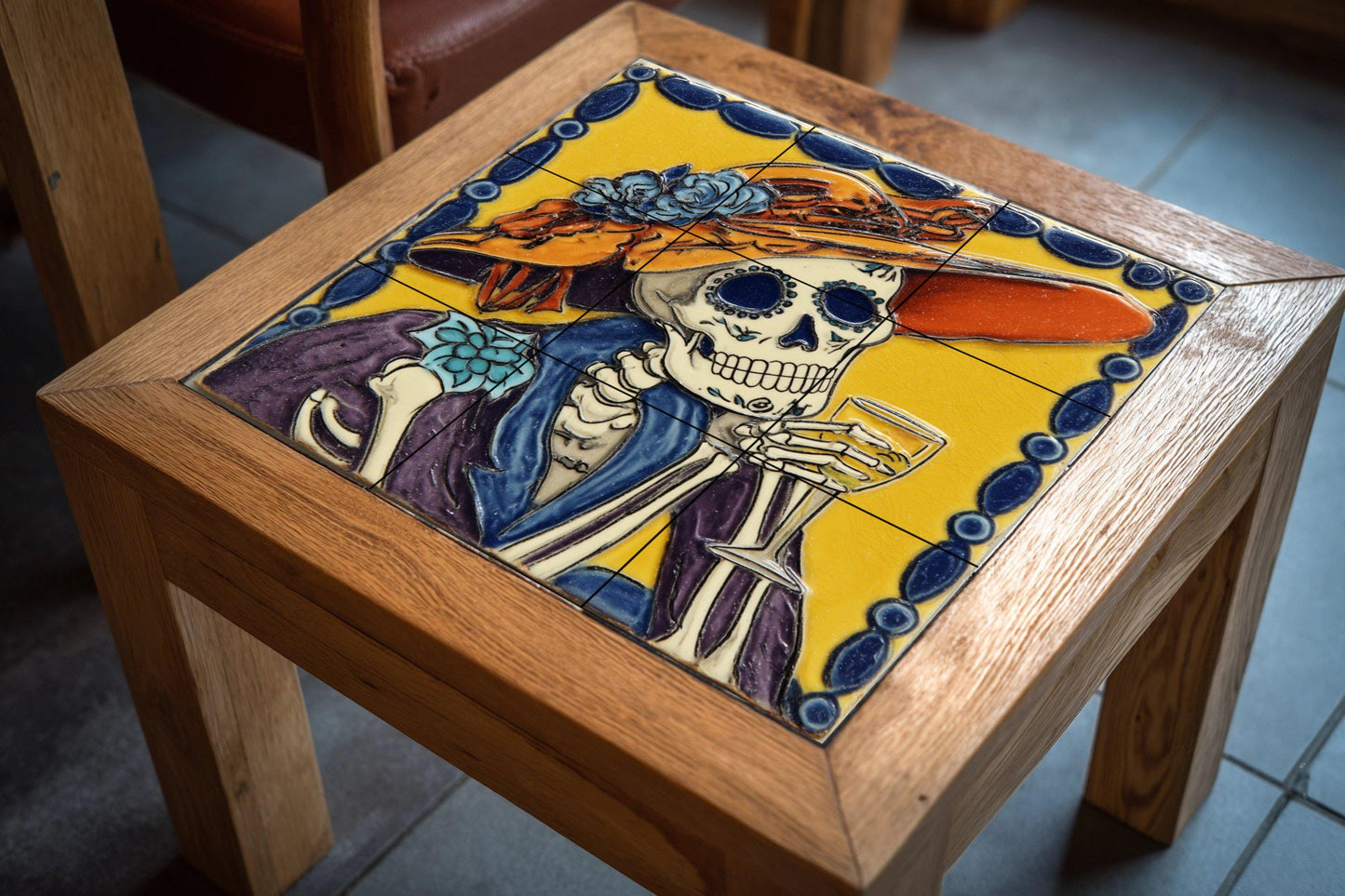 La Catrina Tile Mural / Mexican Day of the Dead Decor / Handmade Ceramic Art / Colorful Wall Accent / Vibrant Mexican Heritage