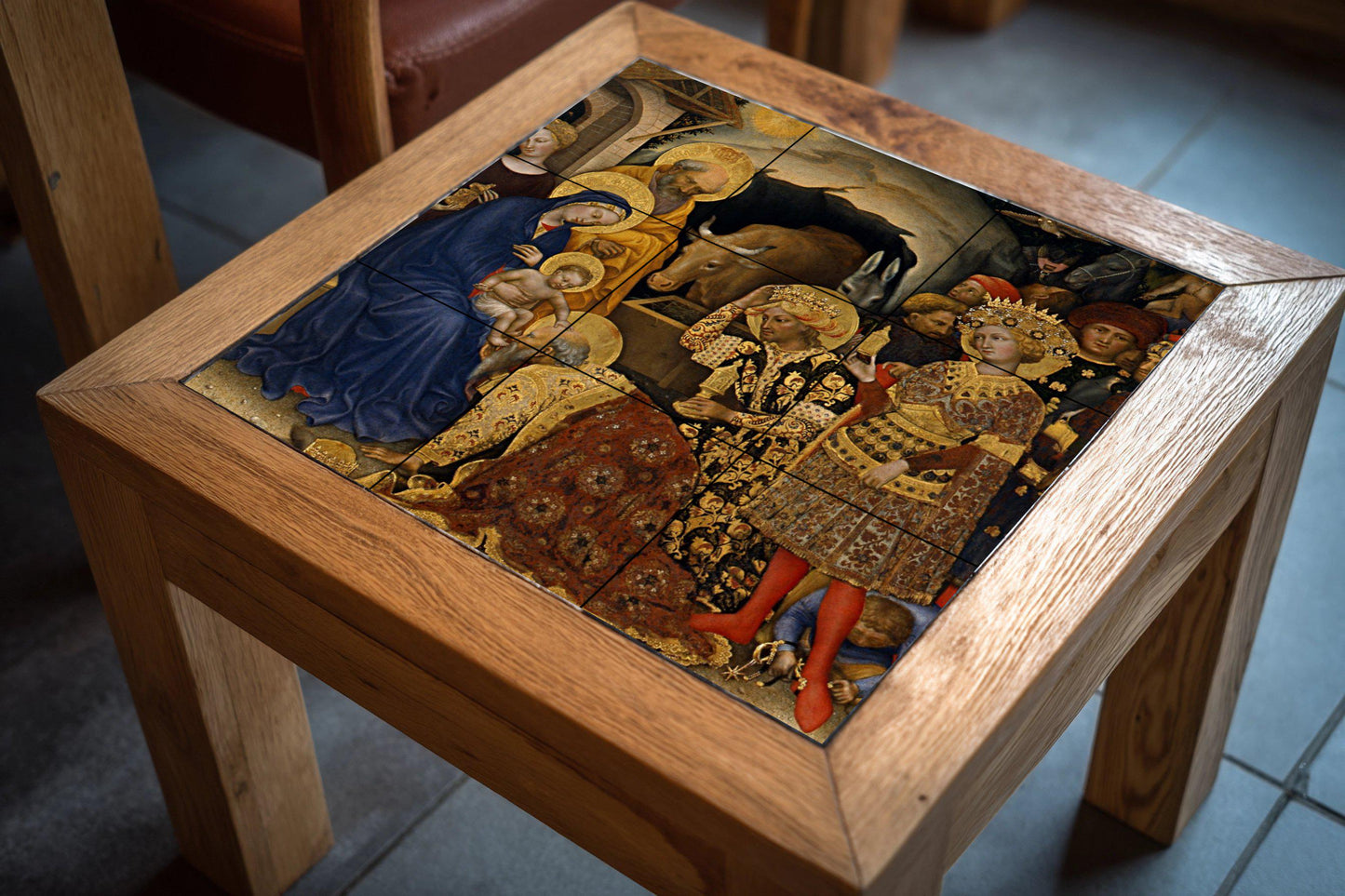 Adoration of the Magi tile mural – Medieval Nativity ceramic art – Epiphany wall panel – Catholic Christmas gift or chapel decoration
