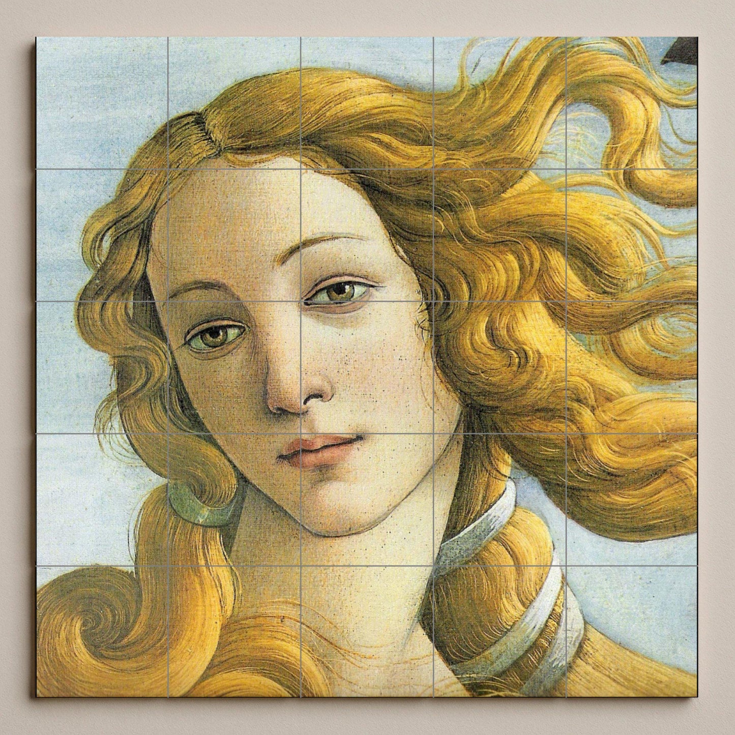 Ceramic tile mural of Botticelli's Venus – Renaissance beauty wall panel – Portrait of a classical goddess – Italian art for elegant interiors