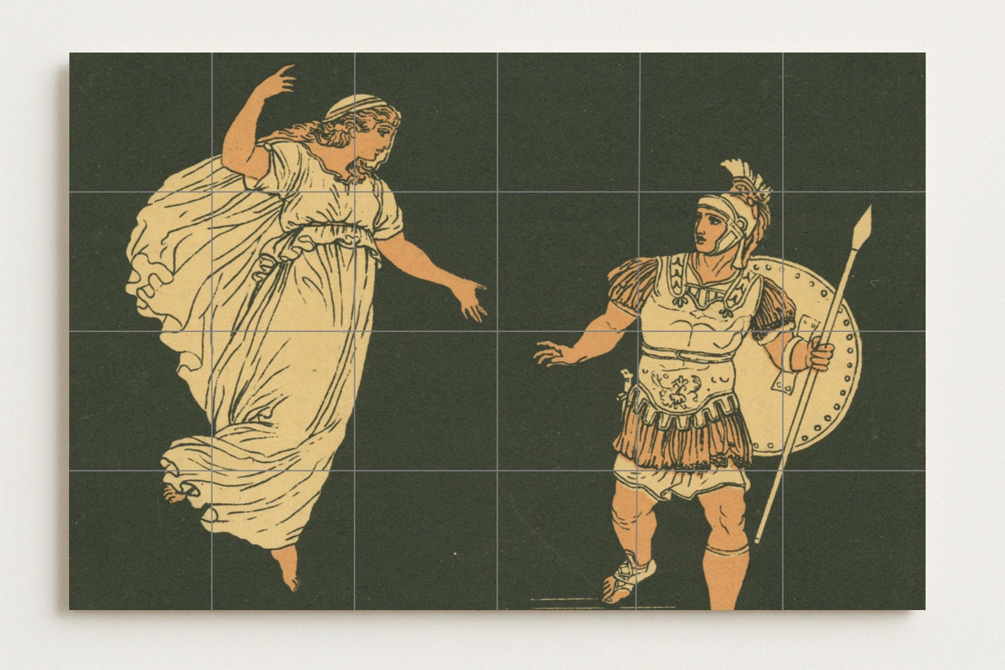 Trojan War Mural • Homeric Scene Tile Art • Ceramic Panel Inspired by the Iliad • Bronze Age Decor • Classical Epic Story on the Wall • Greek Legend