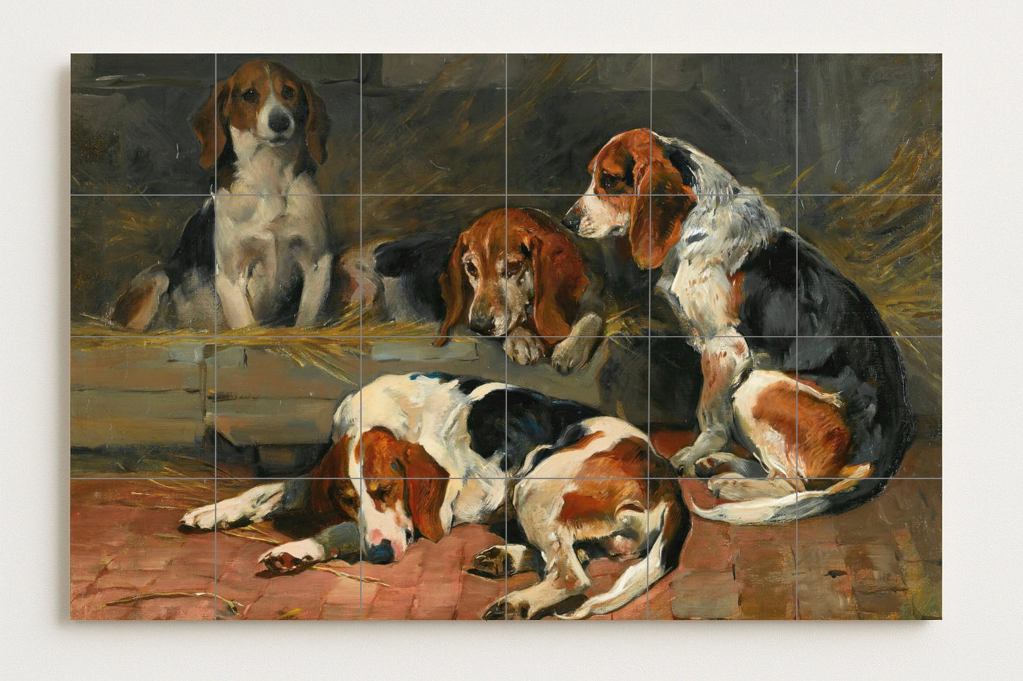 Dog wall panel • Classic canine tile wall art • Old Master style decor • Museum canine scene • Artistic hound ceramic • Loyalty in painting