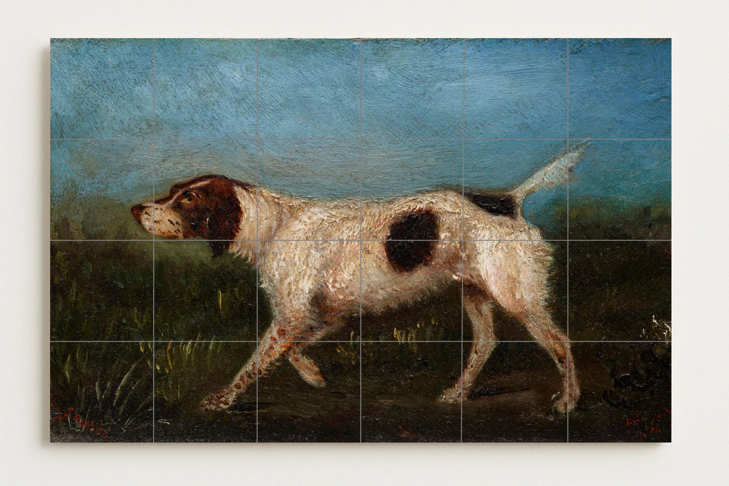 Victorian Dog Mural • English Pointer Tile Wall Art • Countryside Decor • Sporting Breed Ceramic Panel • Hunting Lodge Elegance • Classic