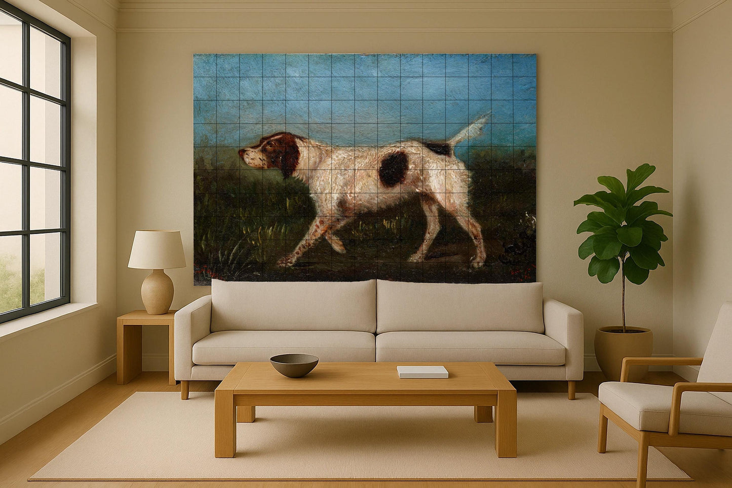 Victorian Dog Mural • English Pointer Tile Wall Art • Countryside Decor • Sporting Breed Ceramic Panel • Hunting Lodge Elegance • Classic