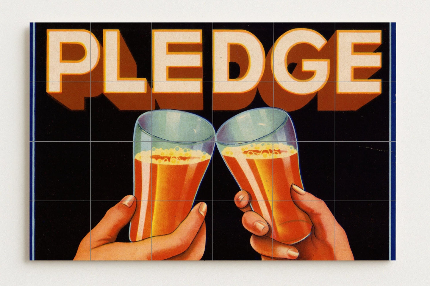 Retro bar mural • Vintage beer tile wall art • Classic pub decor • Mid-century toasting panel • American drinking ceramics • Nostalgic toasting scene