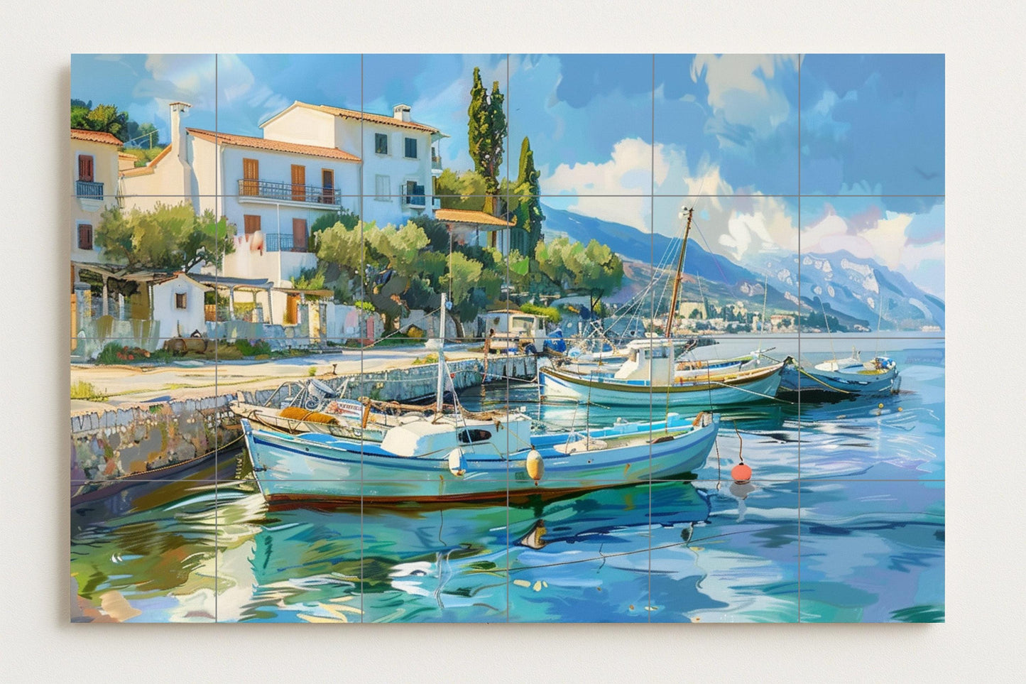 Mallorca Mural • Balearic Marina Tile Mural Art • Mediterranean Port Decoration • Spanish Coastal Panel • Fishing Village Ceramics • Island Tranquility