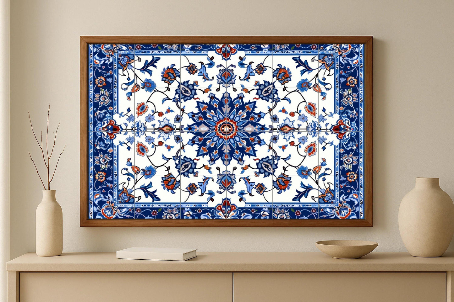 Isfahan mosaic mural • Persian floral tile mural art • Iranian garden decoration • Safavid ceramic panel • Shiraz geometric design • Middle East
