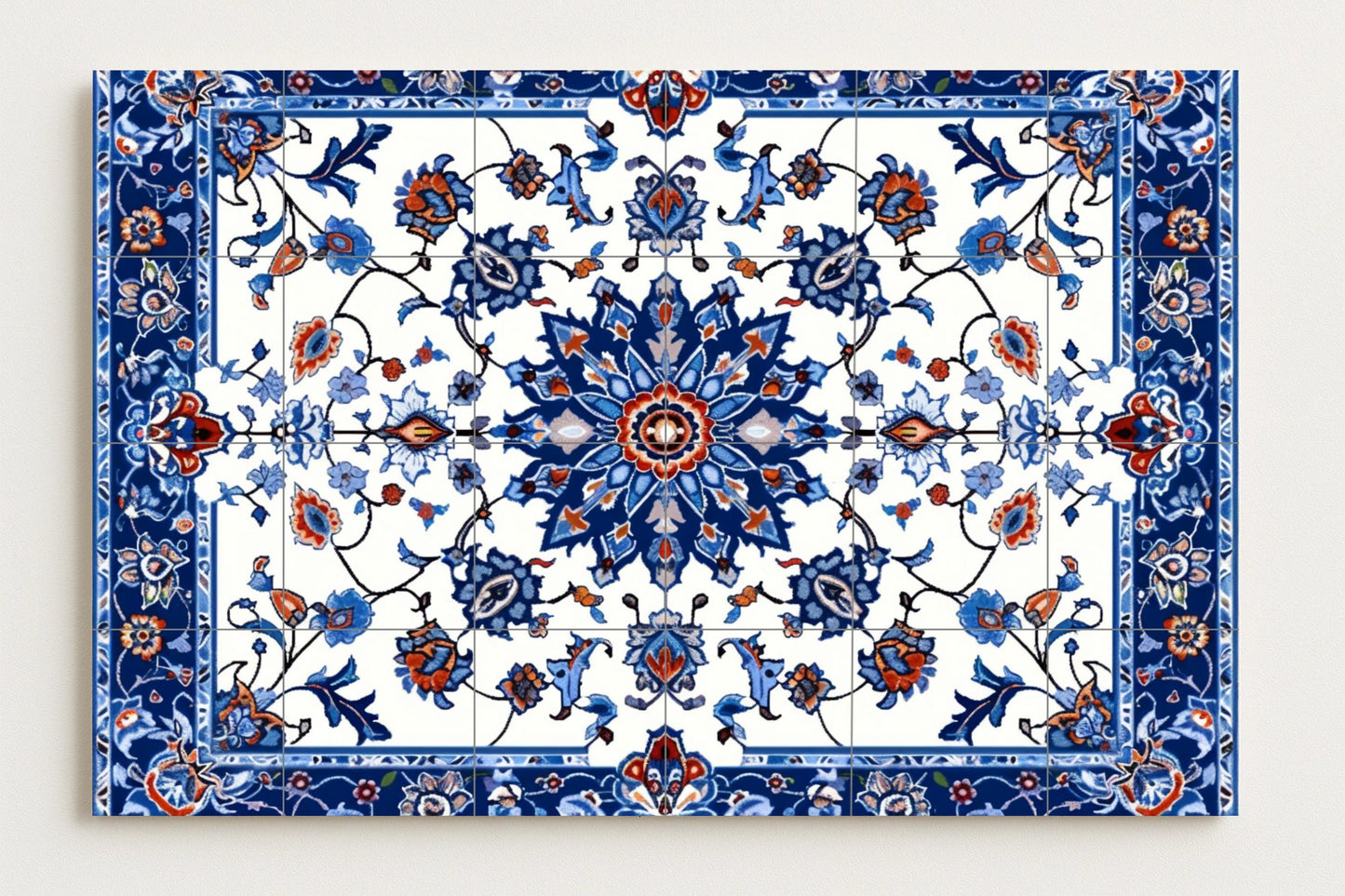 Isfahan mosaic mural • Persian floral tile mural art • Iranian garden decoration • Safavid ceramic panel • Shiraz geometric design • Middle East