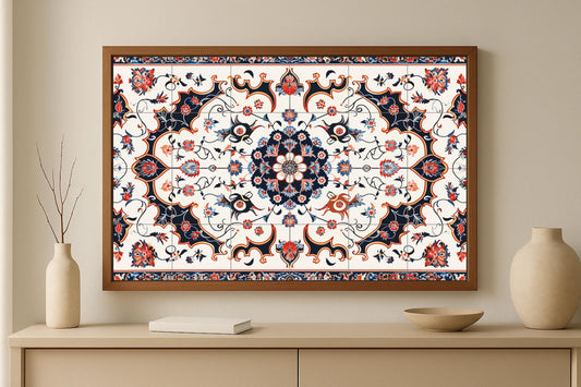 Mural with Tehran motifs • Mural art with Persian Neo-Renaissance style tiles • Decoration with Qajar motifs • Ceramic panel from an Iranian palace • Middle Eastern elegance