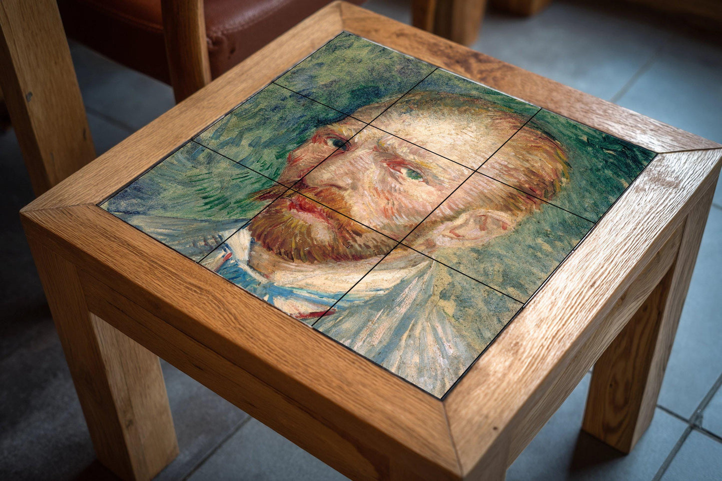 Van Gogh Self-Portrait Mural: Ceramic Tile Panel, Post-Impressionist Accent, Cultural Wall Element, Painter's Studio Decoration