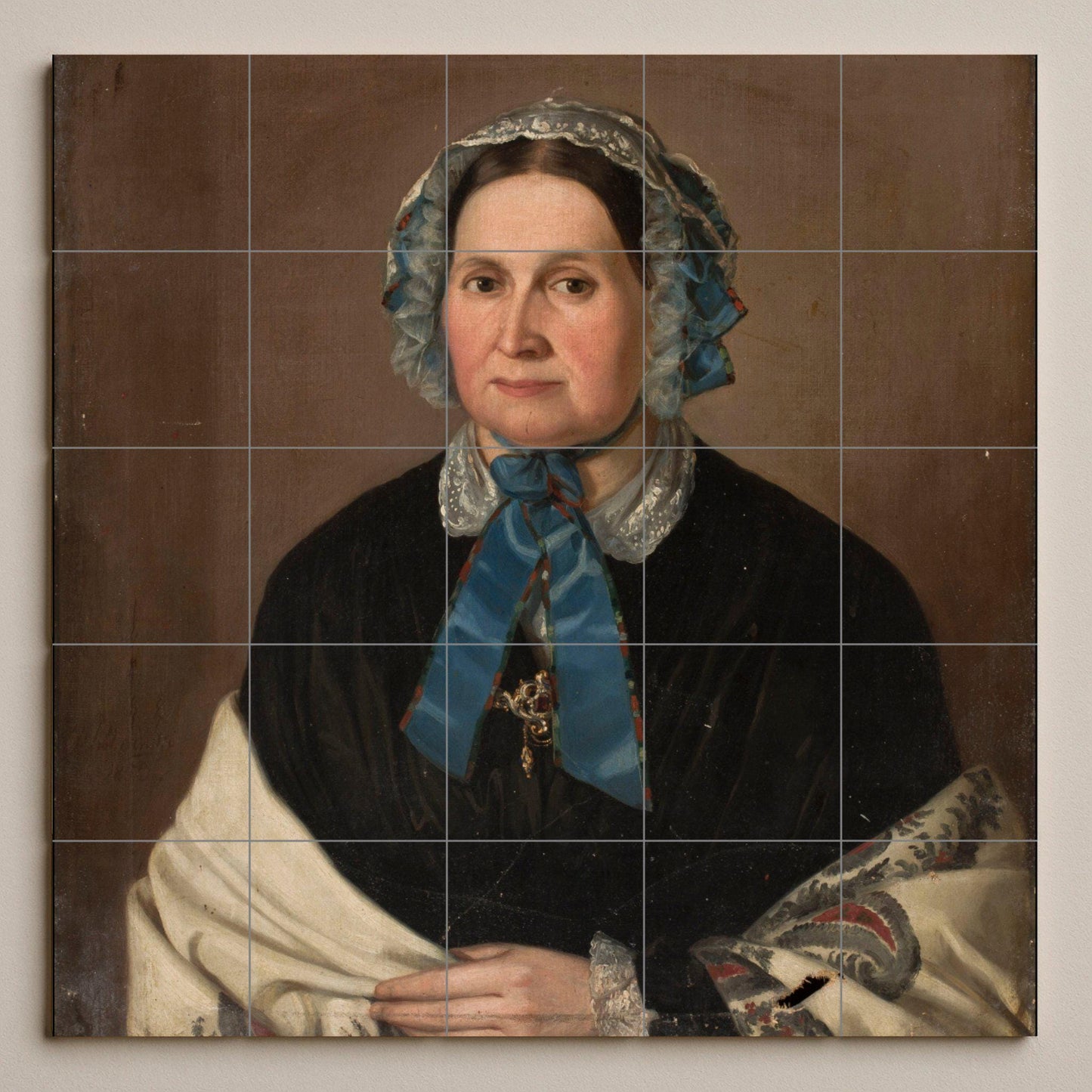Victorian Woman Portrait Mural: Folk Art Ceramic Panel, Cultural Heritage Tile, Fairy Tale Wall Decor, Cottagecore Kitchen Scene