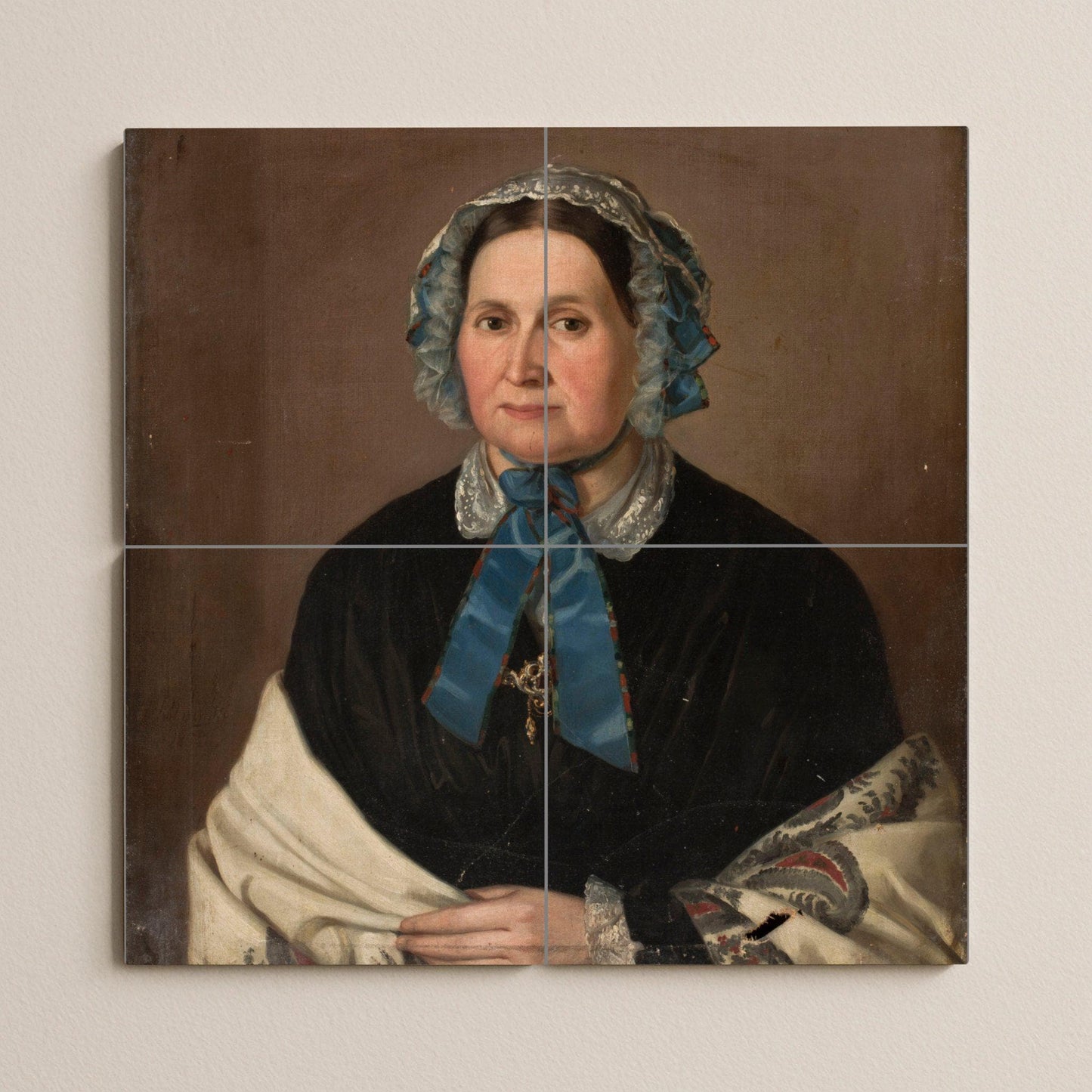 Victorian Woman Portrait Mural: Folk Art Ceramic Panel, Cultural Heritage Tile, Fairy Tale Wall Decor, Cottagecore Kitchen Scene