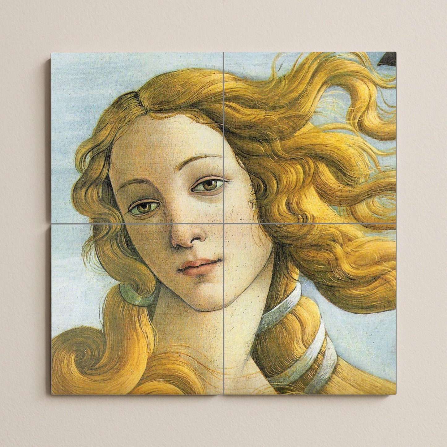 Ceramic tile mural of Botticelli's Venus – Renaissance beauty wall panel – Portrait of a classical goddess – Italian art for elegant interiors