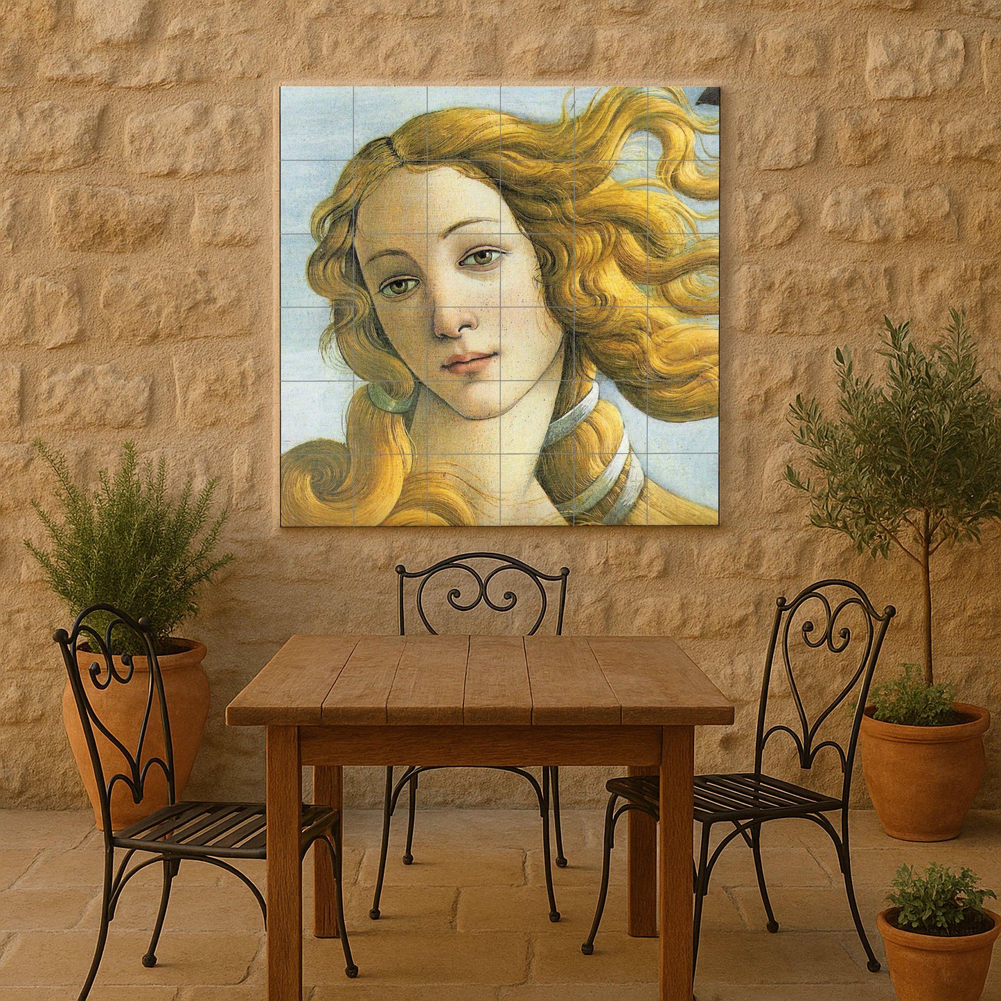 Ceramic tile mural of Botticelli's Venus – Renaissance beauty wall panel – Portrait of a classical goddess – Italian art for elegant interiors
