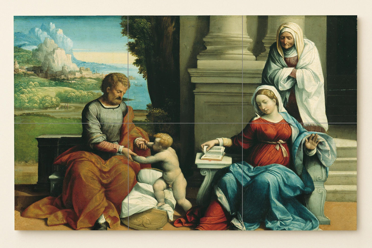 Holy Family Mural • Sacred Renaissance Tile Mural Art • Biblical Panel on Fatherhood • Devotional Christian Ceramics • Italian Faith Decoration