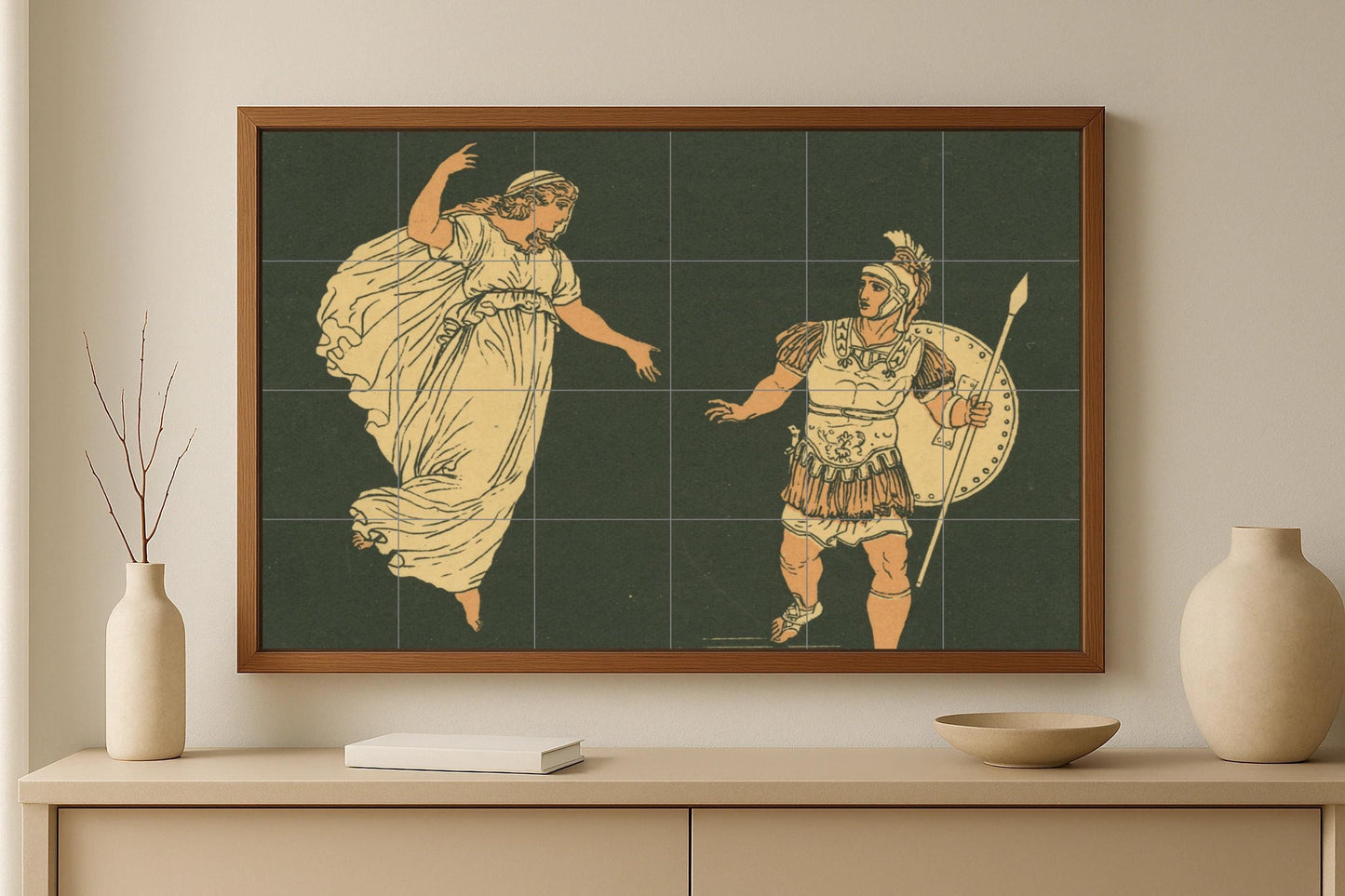Trojan War Mural • Homeric Scene Tile Art • Ceramic Panel Inspired by the Iliad • Bronze Age Decor • Classical Epic Story on the Wall • Greek Legend