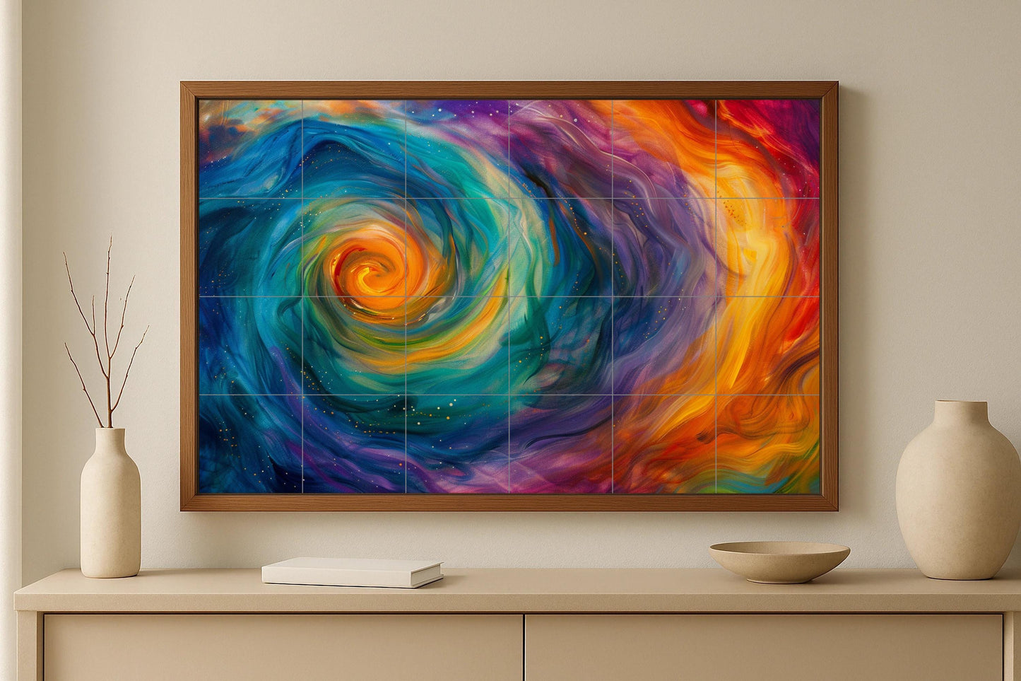 Chakra spiral mural • Energy-flowing tile wall art • Healing color decor • Meditation vortex panel • Yoga balance ceramic • Aura harmony scene