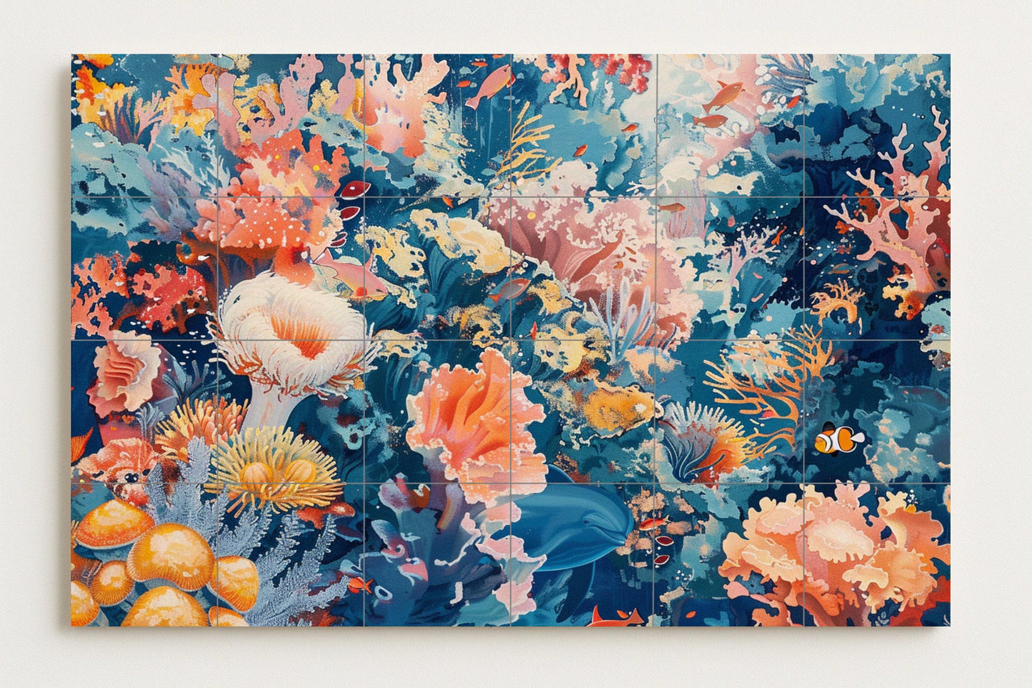 Coral Reef Mural • Ocean Tile Wall Art • Tropical Marine Decor • Aquatic Nature Panel • Coastal Kitchen Piece • Underwater World Ceramics