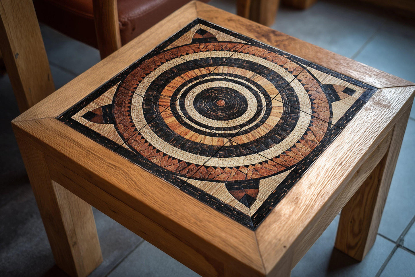Malawian basket ceramic mural: Tribal art with concentric tiles, wall panel with earthy weave pattern, African-inspired decorative design
