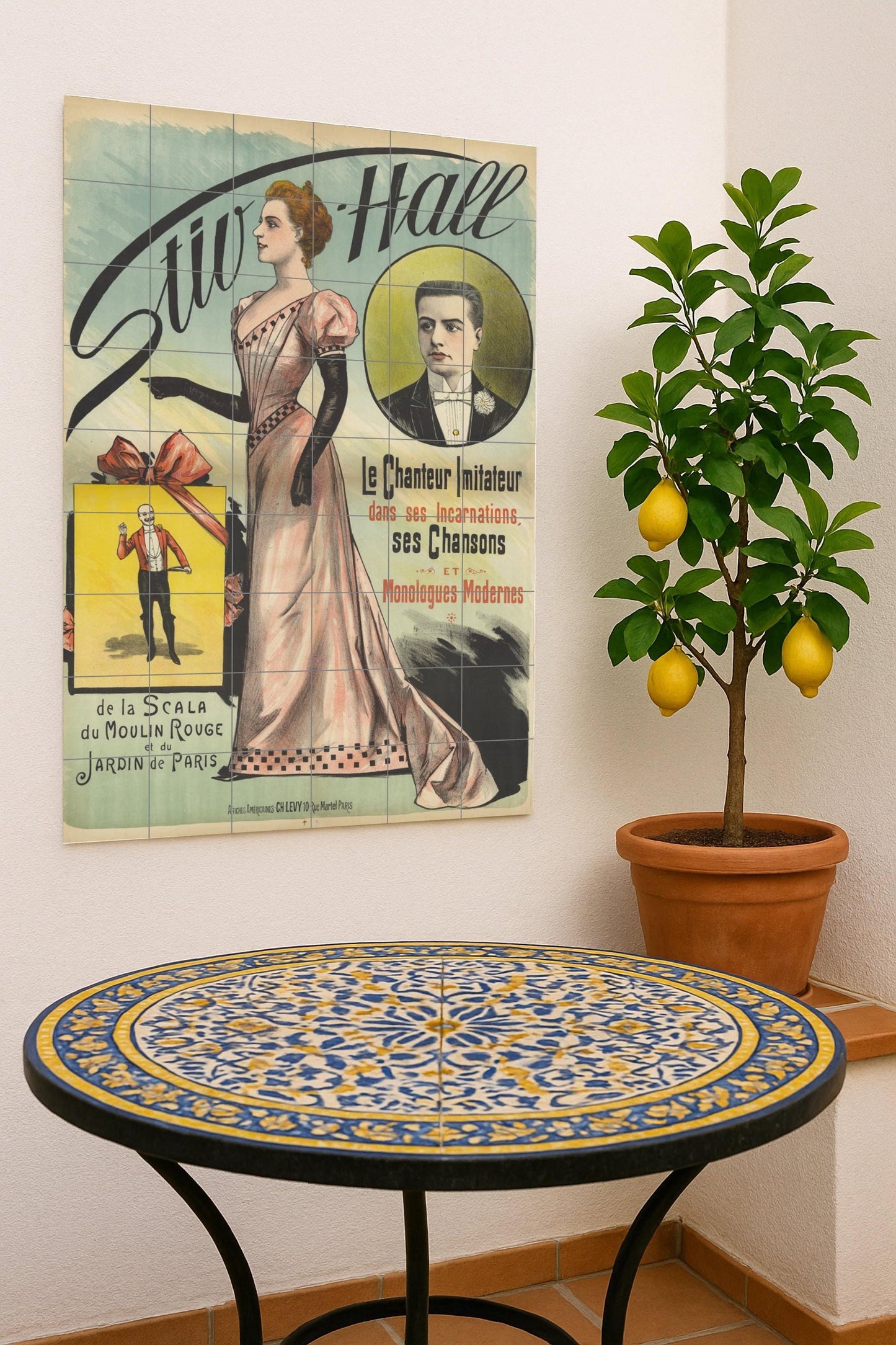 French Belle Époque Poster: Vintage Ceramic Mural with Parisian Elegance / Classic Art Nouveau Wall Decor