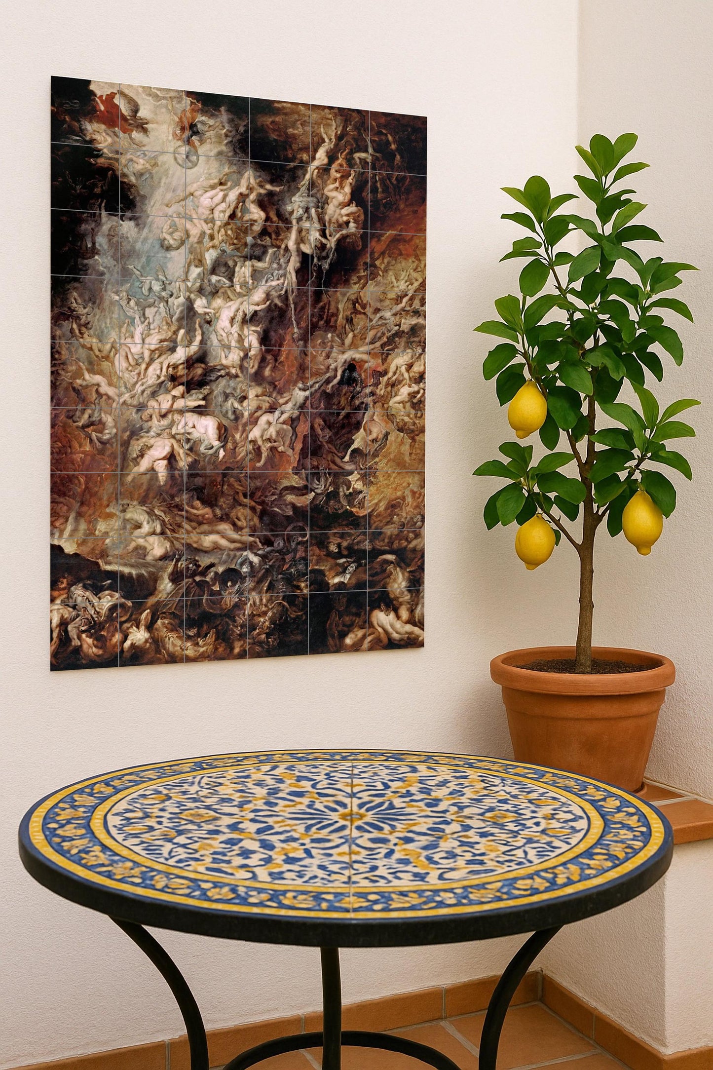 The Fall of the Damned – Ceramic mural by Peter Paul Rubens / Baroque masterpiece of divine judgment and dramatic movement