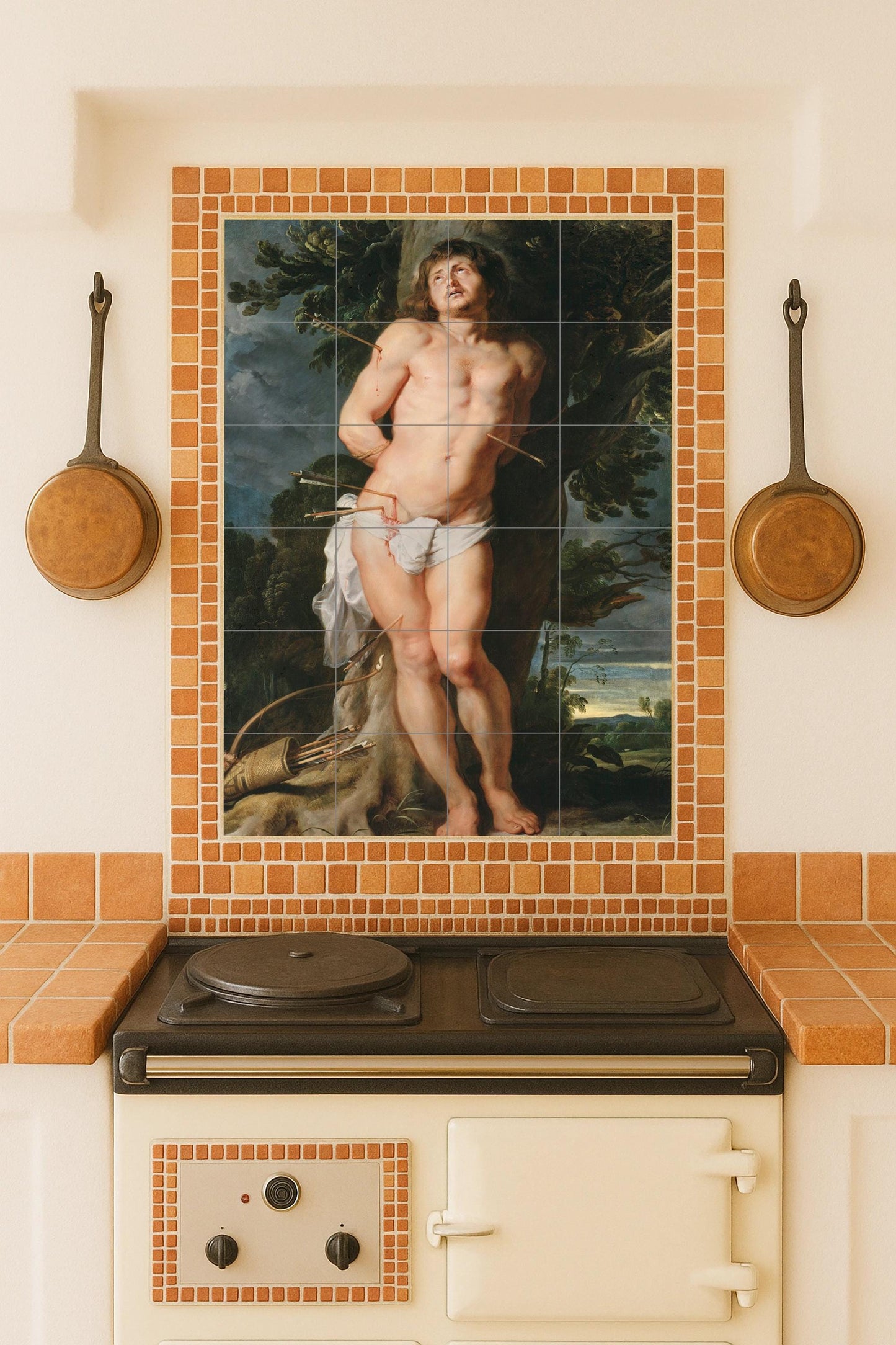 Saint Sebastian by Peter Paul Rubens – Baroque ceramic mural of martyrdom and heroic beauty