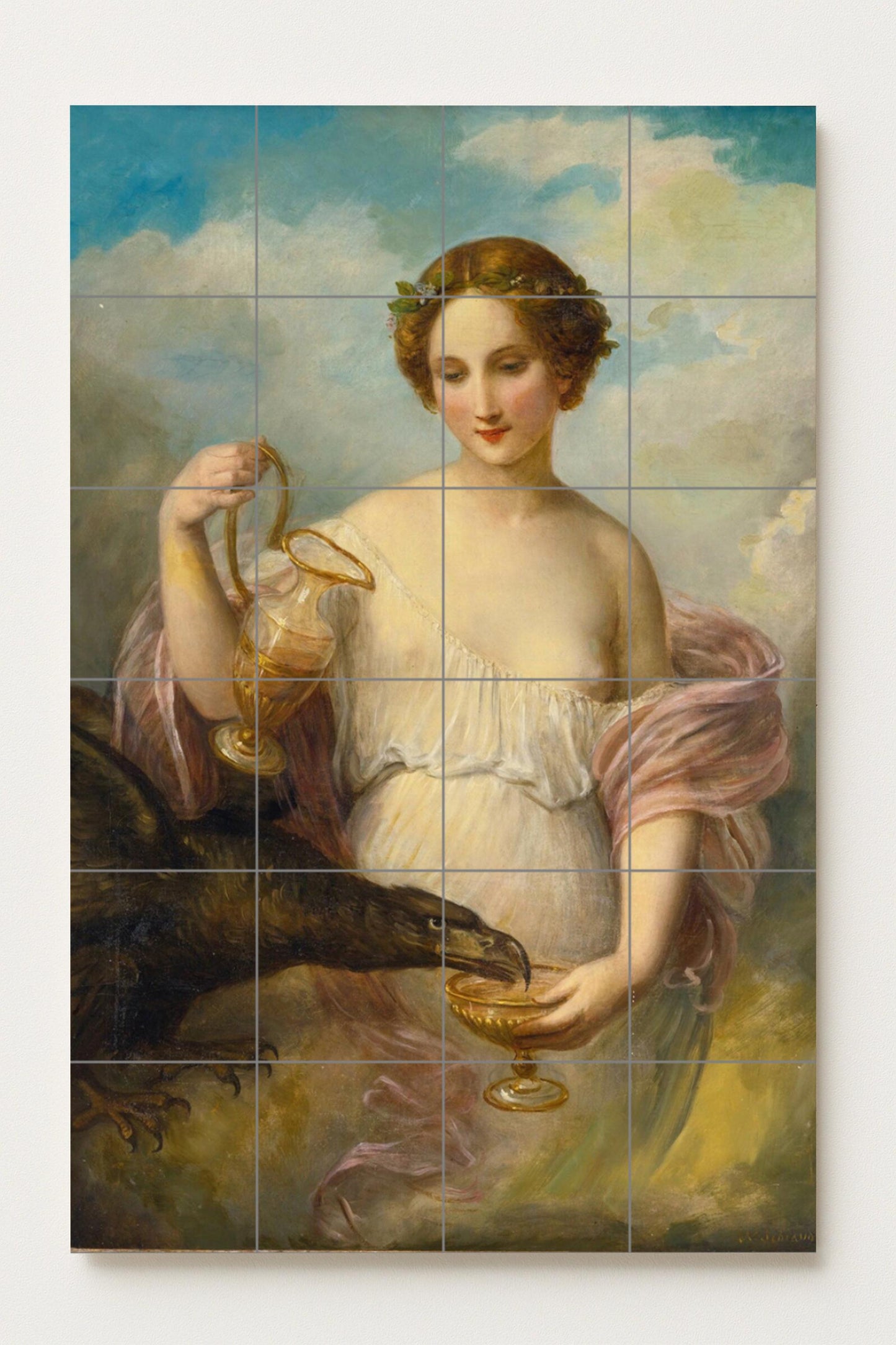 The Cupbearer of the Gods and the Flight of Divine Harmony – Ceramic Mural Inspired by Classical Mythology and Celestial Grace