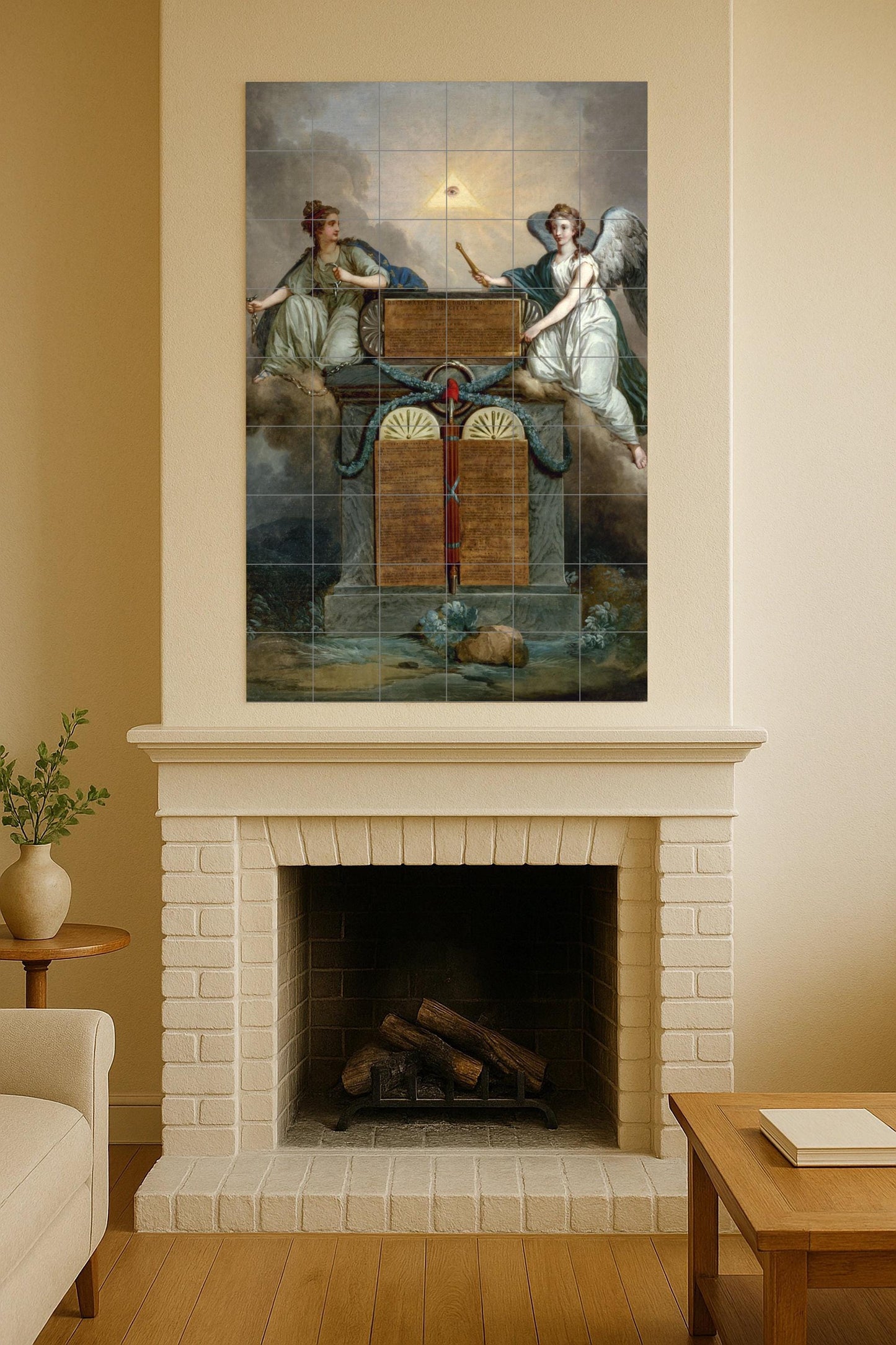 Declaration of the Rights of Man and of the Citizen by Jean-Jacques-François Le Barbier, ceramic mural – Neoclassical allegory of liberty