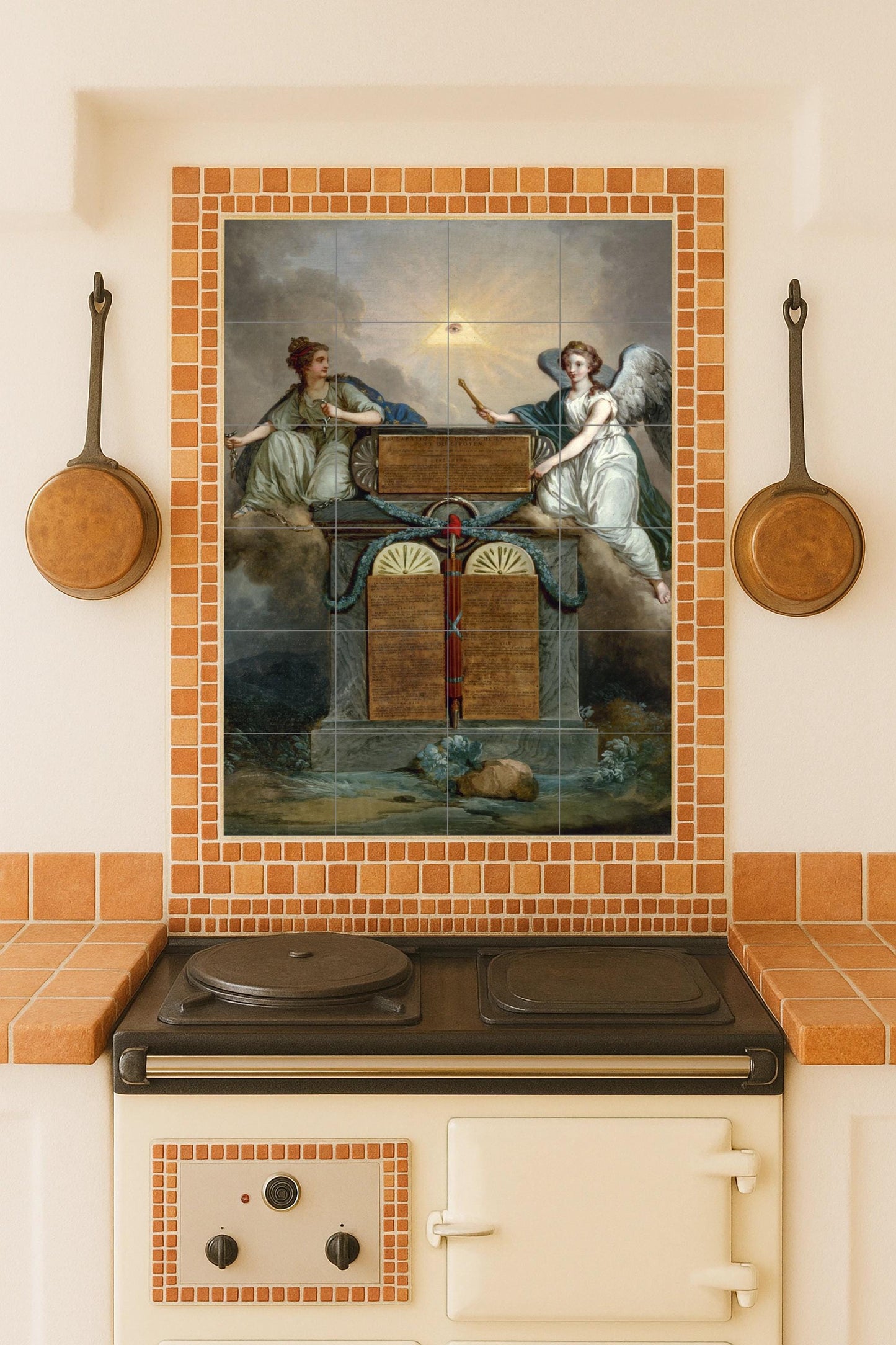 Declaration of the Rights of Man and of the Citizen by Jean-Jacques-François Le Barbier, ceramic mural – Neoclassical allegory of liberty