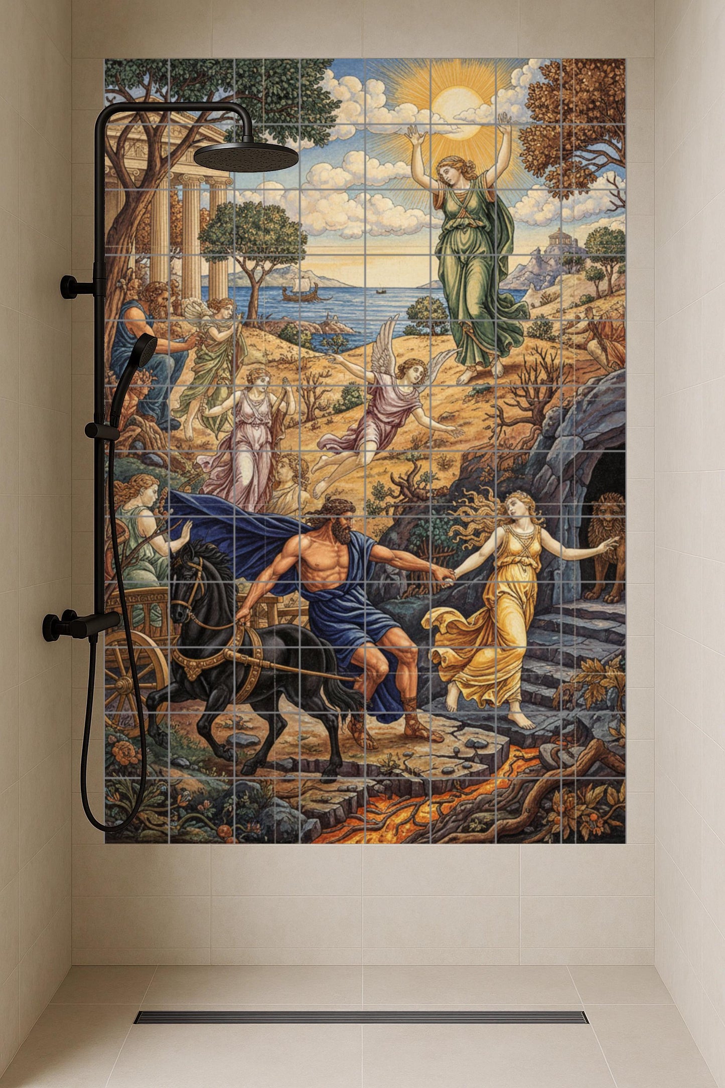 The Abduction of Persephone – Ceramic mural from Greek mythology about Hades and the return of spring