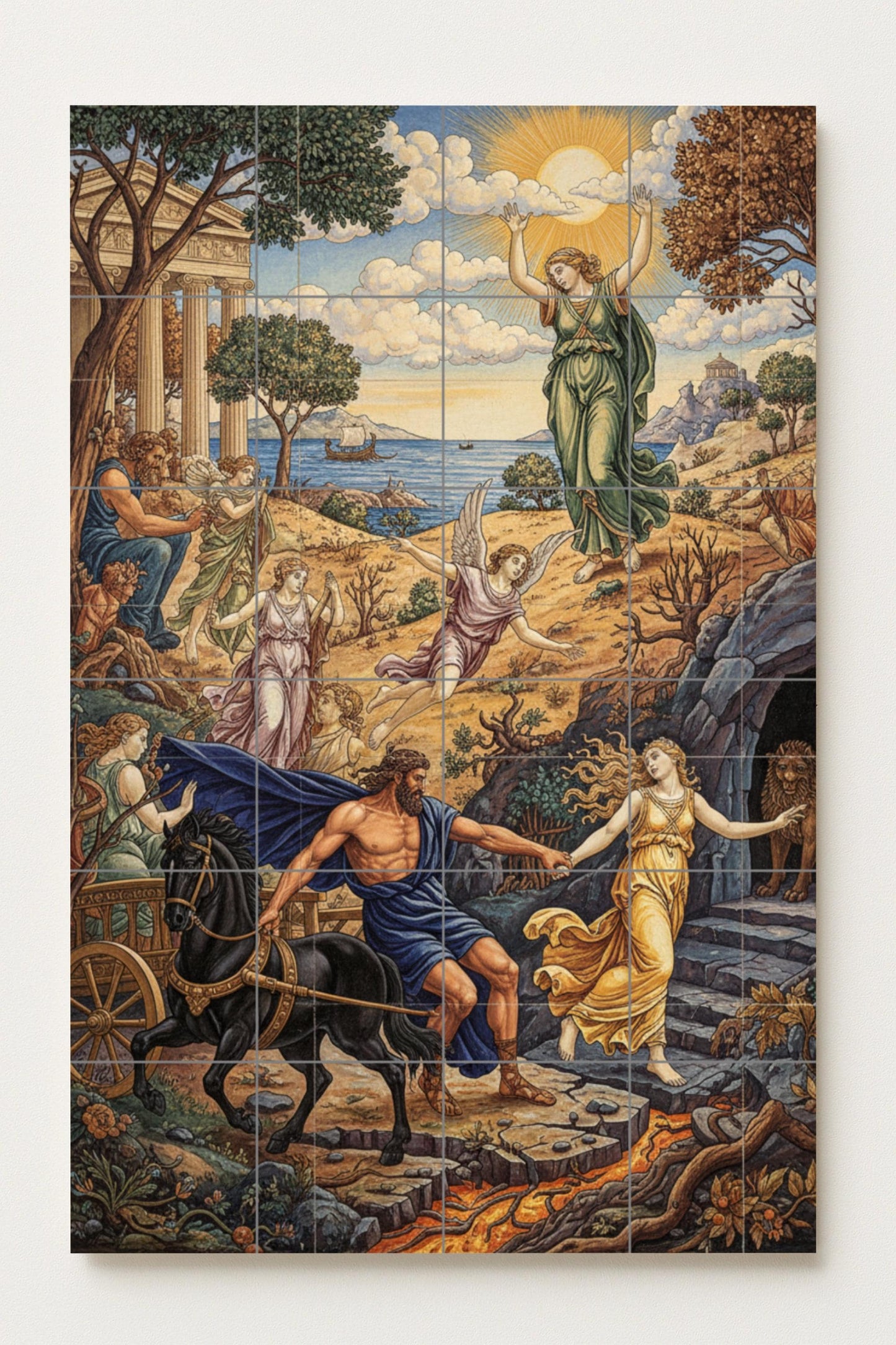 The Abduction of Persephone – Ceramic mural from Greek mythology about Hades and the return of spring