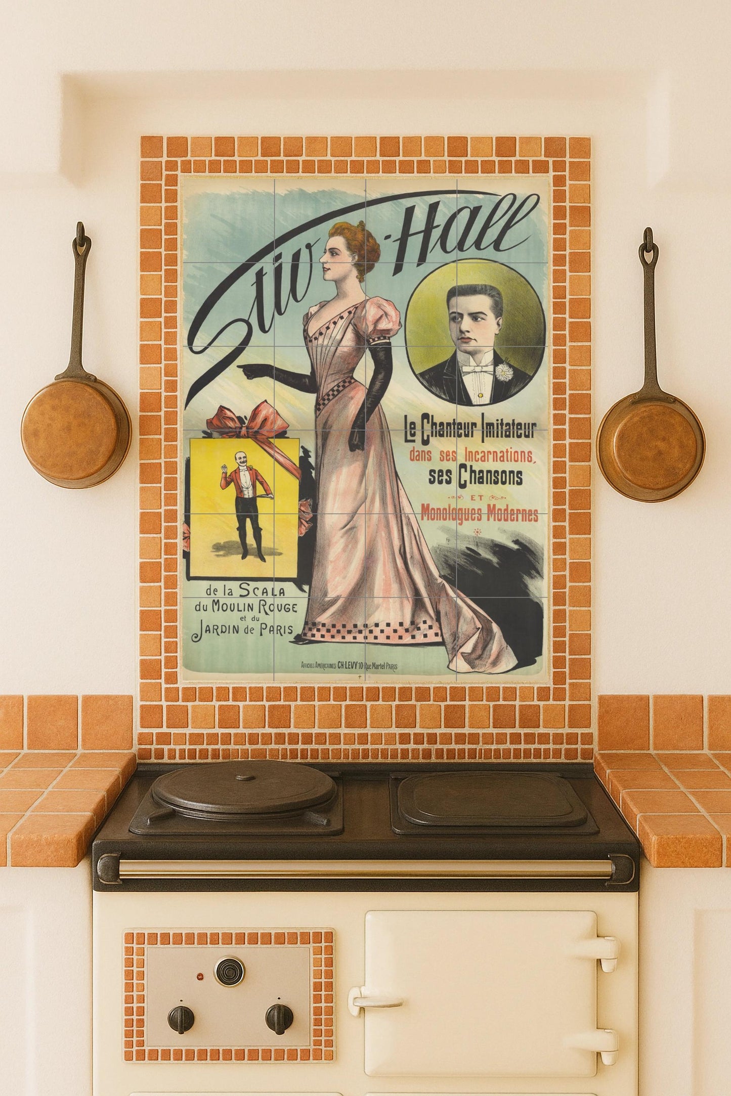 French Belle Époque Poster: Vintage Ceramic Mural with Parisian Elegance / Classic Art Nouveau Wall Decor