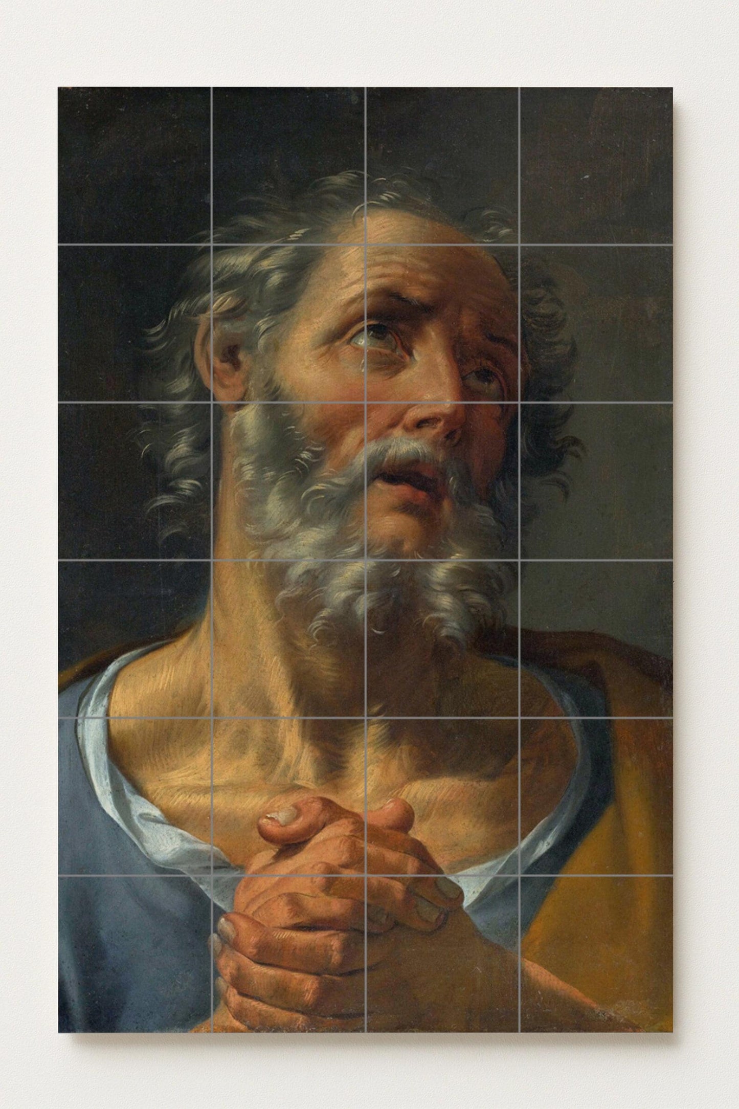 Saint Peter in Prayer – Ceramic Mural of Faith and Forgiveness / Baroque Religious Mural Art on the Devotion and Humanity of the Apostle
