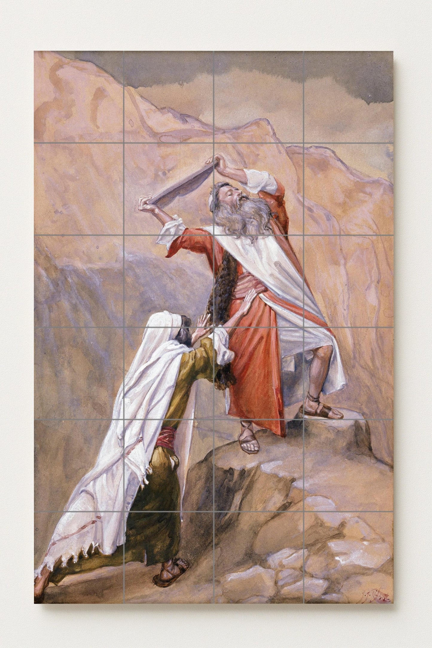 Moses Breaks the Tablets of the Law – Biblical Ceramic Mural of Divine Wrath and Renewal / Religious Mural Art from Exodus 32