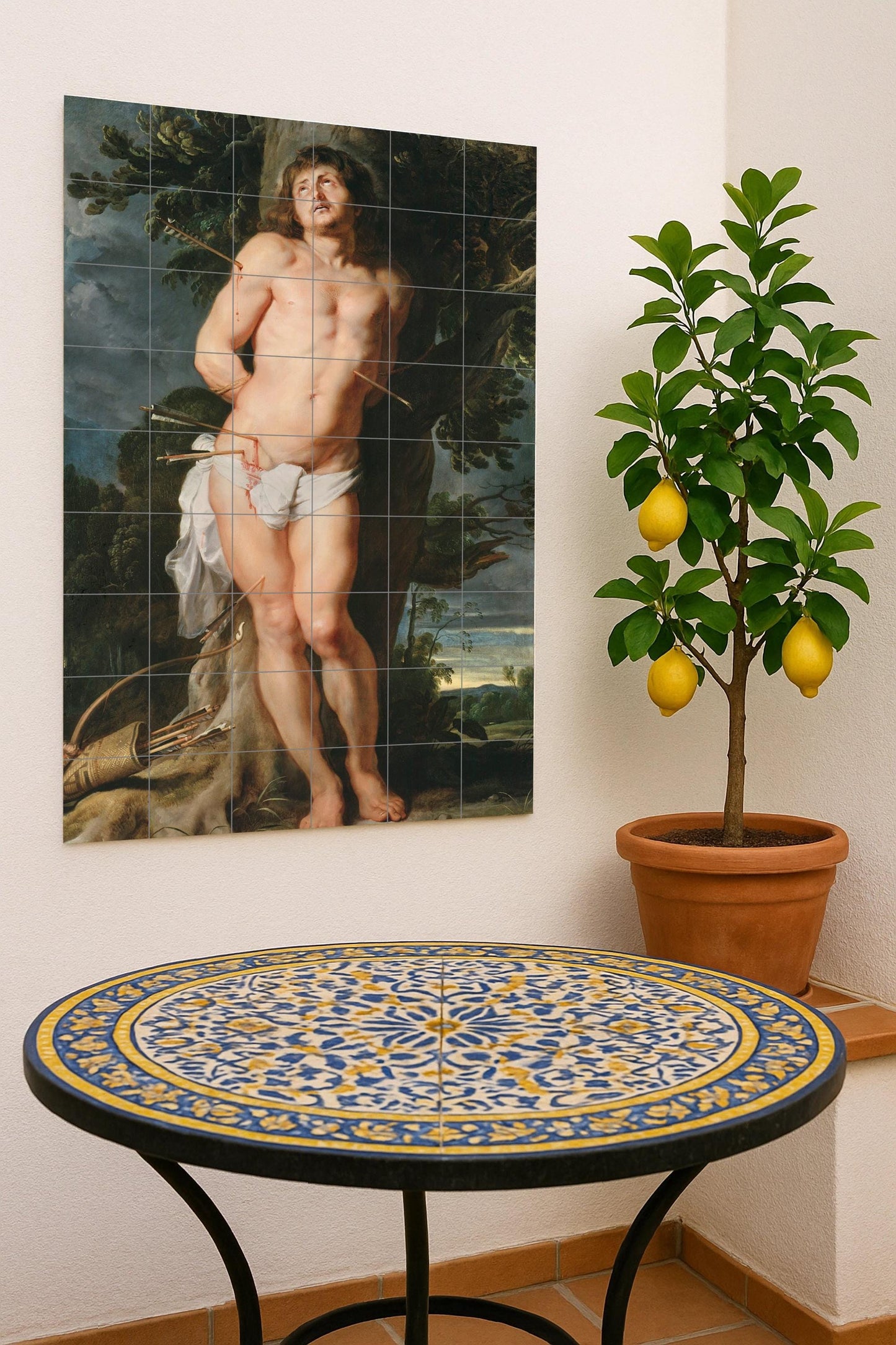 Saint Sebastian by Peter Paul Rubens – Baroque ceramic mural of martyrdom and heroic beauty