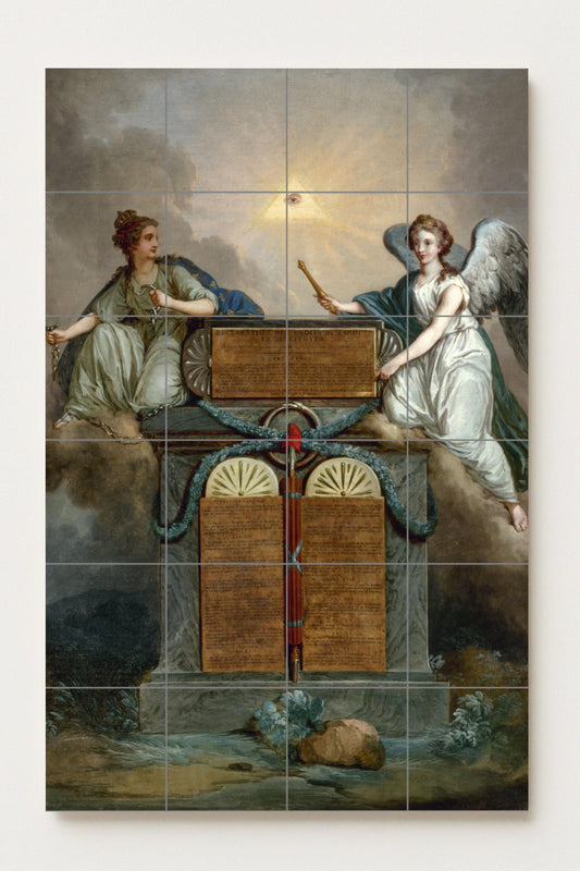 Declaration of the Rights of Man and of the Citizen by Jean-Jacques-François Le Barbier, ceramic mural – Neoclassical allegory of liberty