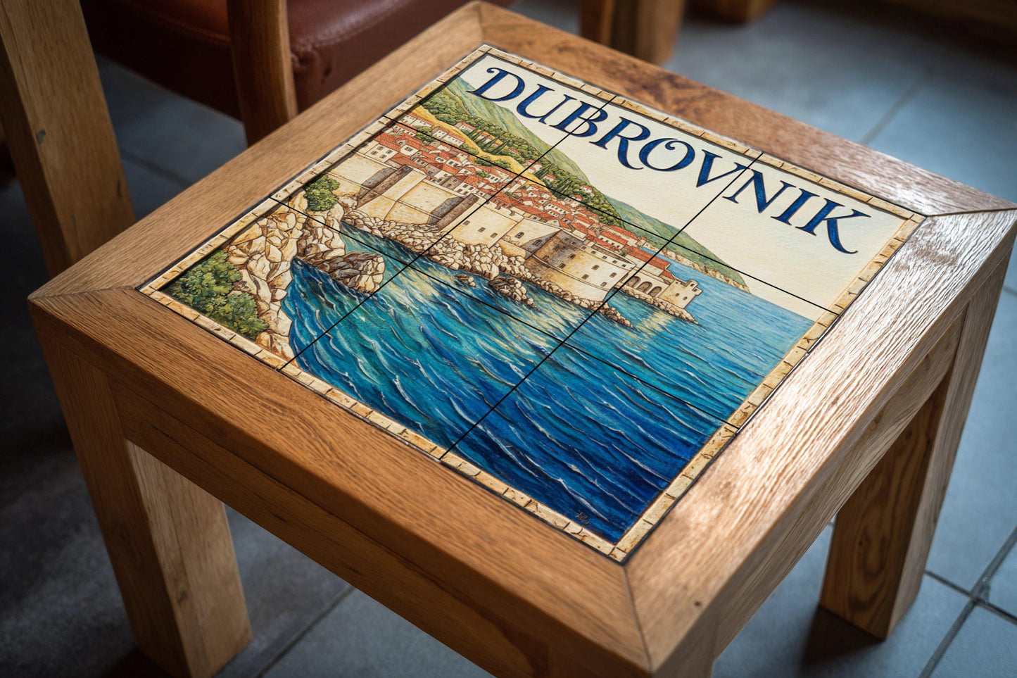 Dubrovnik Picture – Cityscape print of the Adriatic coast with old town walls and red rooftops, Croatia travel decoration