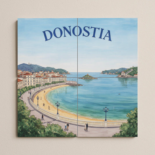 Decorative painting of the Bay of Donostia La Concha – Coastal landscape print of San Sebastián / Basque Country decoration
