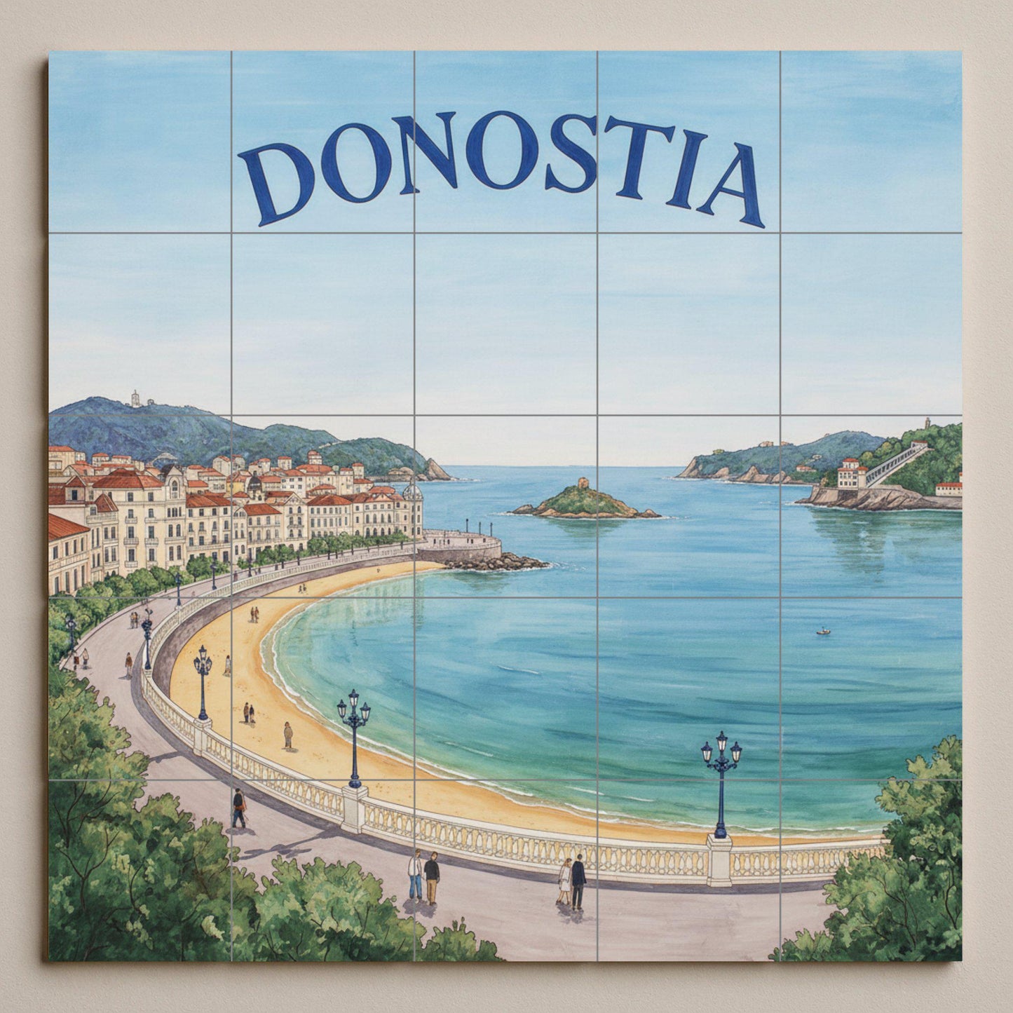 Decorative painting of the Bay of Donostia La Concha – Coastal landscape print of San Sebastián / Basque Country decoration
