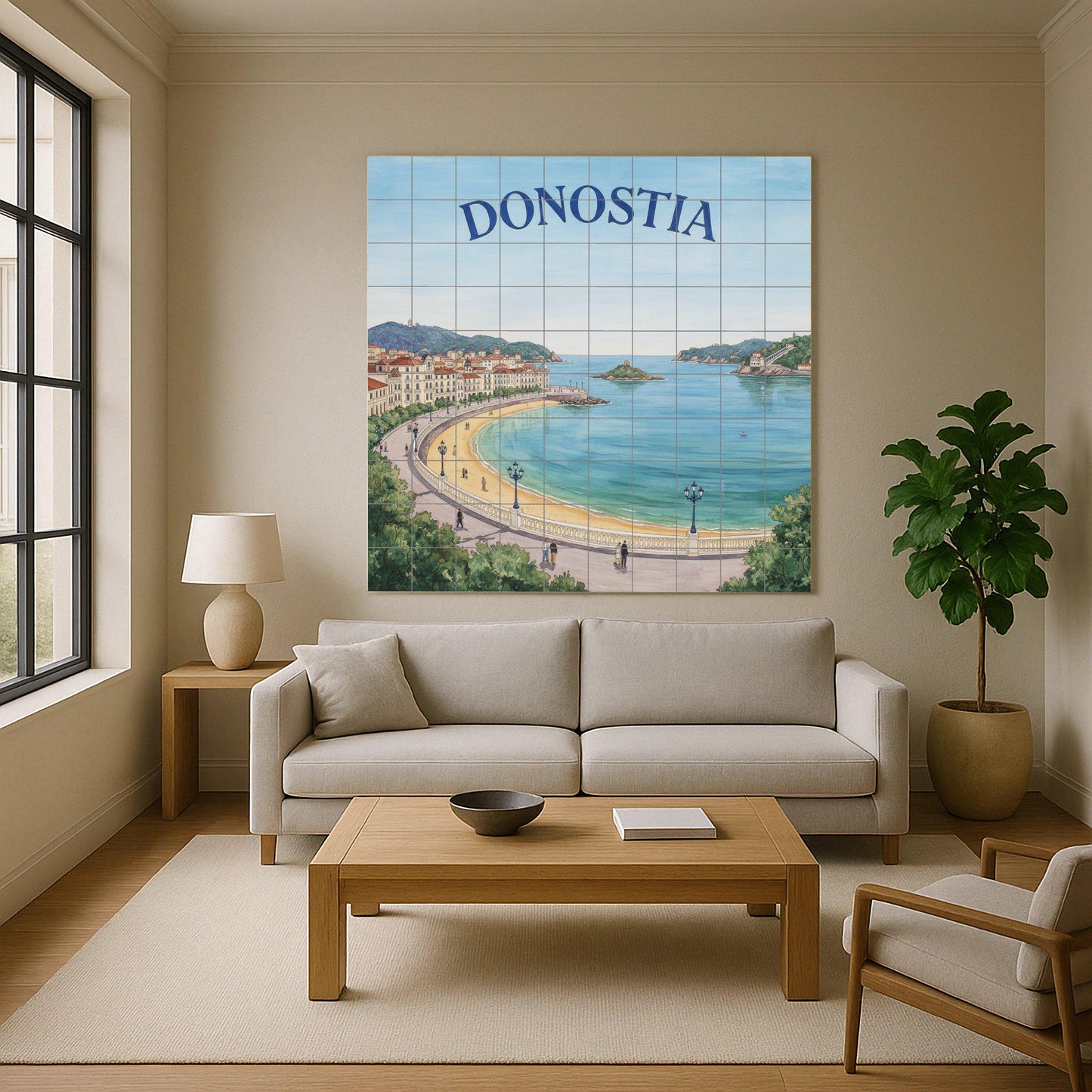 Decorative painting of the Bay of Donostia La Concha – Coastal landscape print of San Sebastián / Basque Country decoration