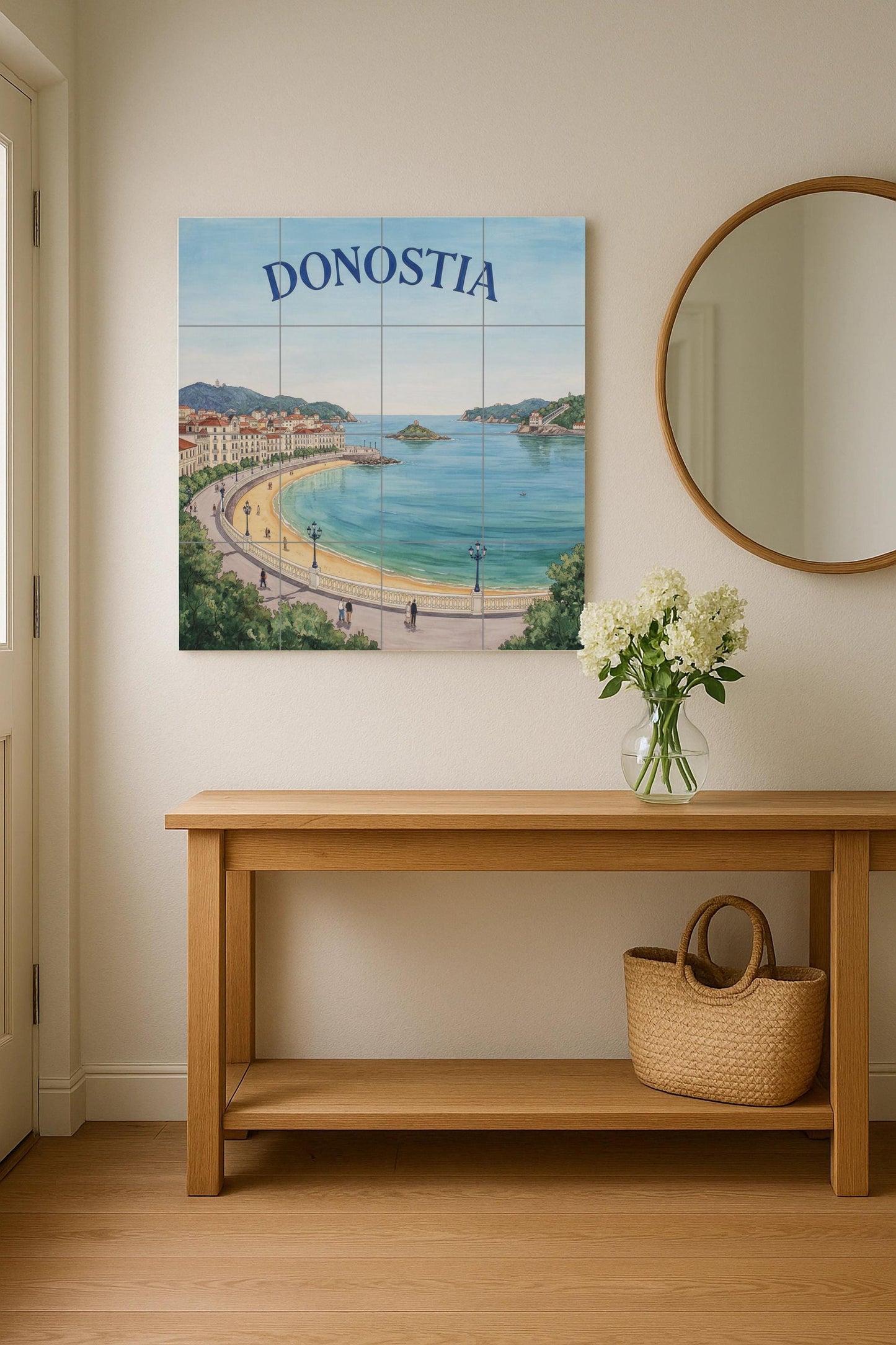 Decorative painting of the Bay of Donostia La Concha – Coastal landscape print of San Sebastián / Basque Country decoration