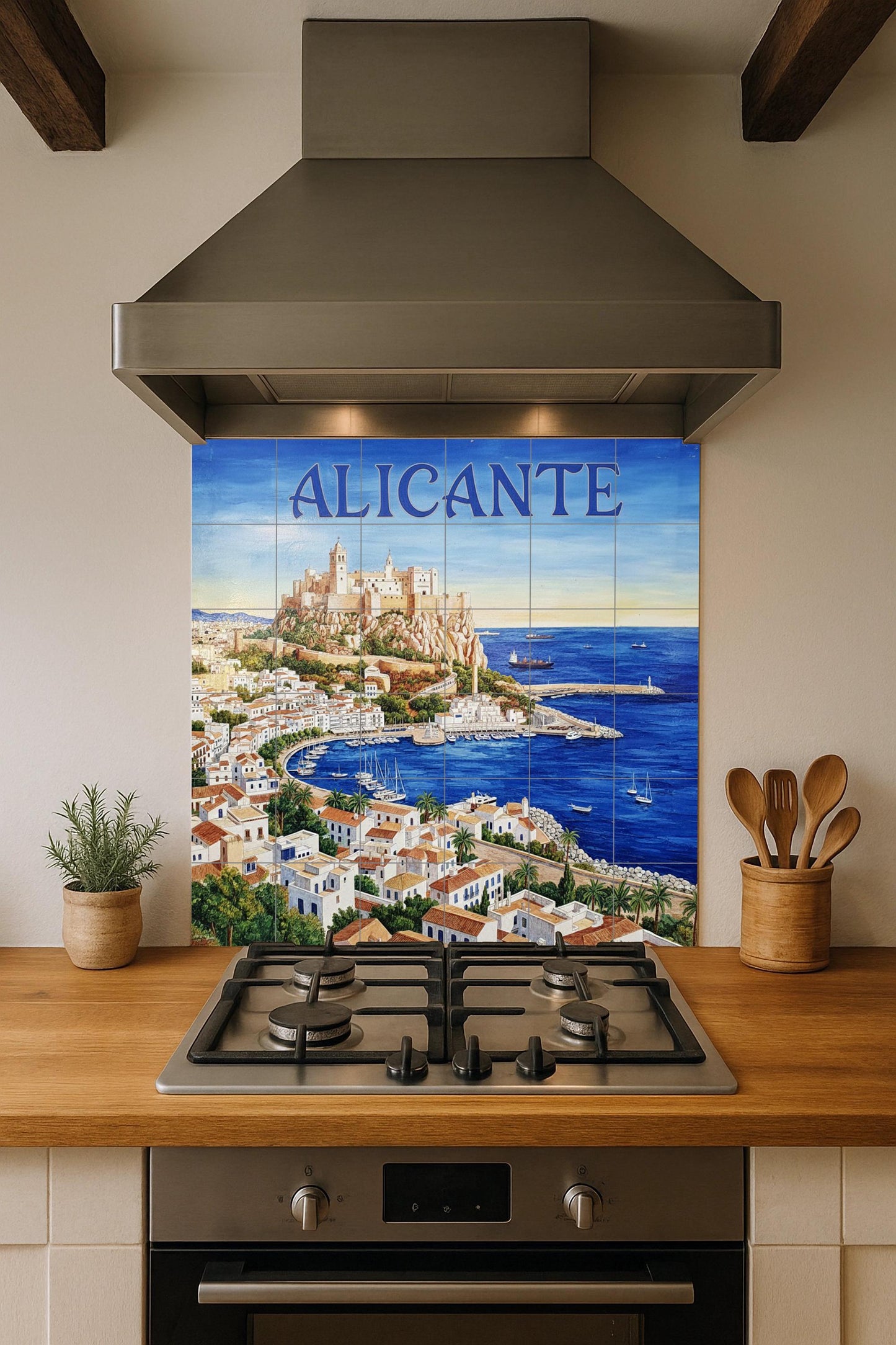Ceramic Mural of Alicante – Santa Bárbara Castle and Mediterranean Port / Mural Art of the Costa Blanca