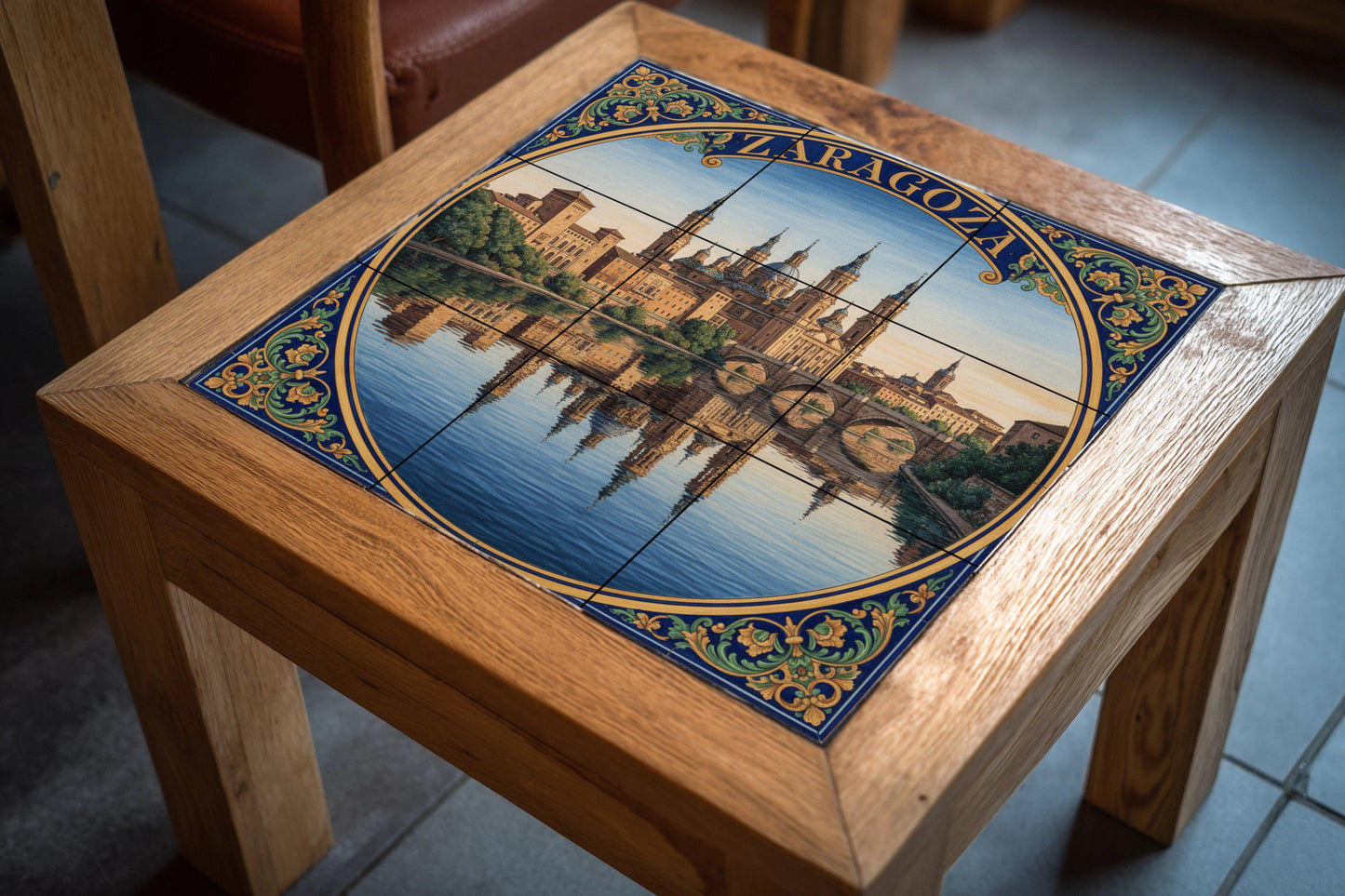 Ceramic Mural of Zaragoza – Basilica of Our Lady of the Pillar and Ebro River / Mural art of the Spanish urban landscape