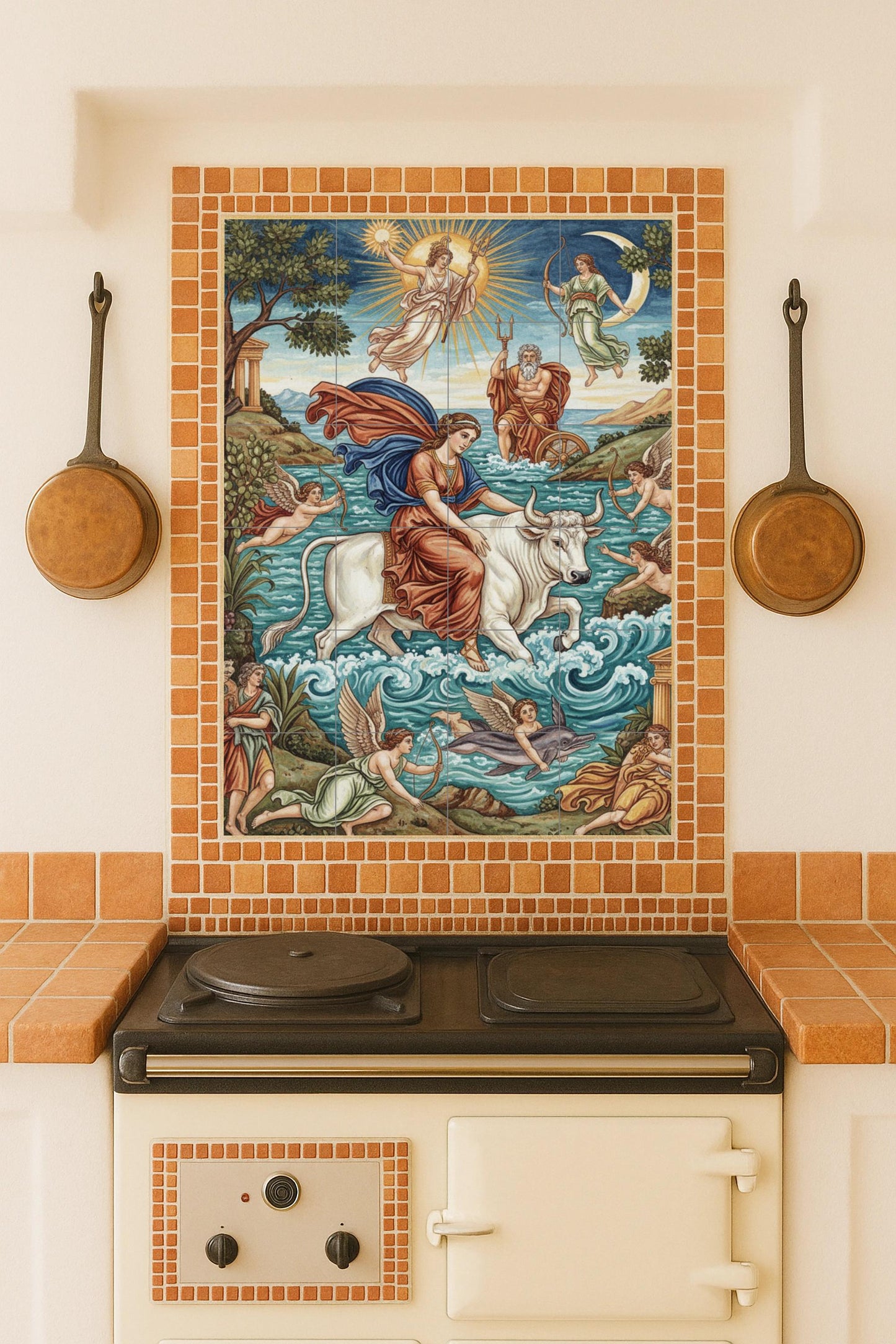 The Abduction of Europa – Ceramic mural from Greek mythology with Zeus in disguise