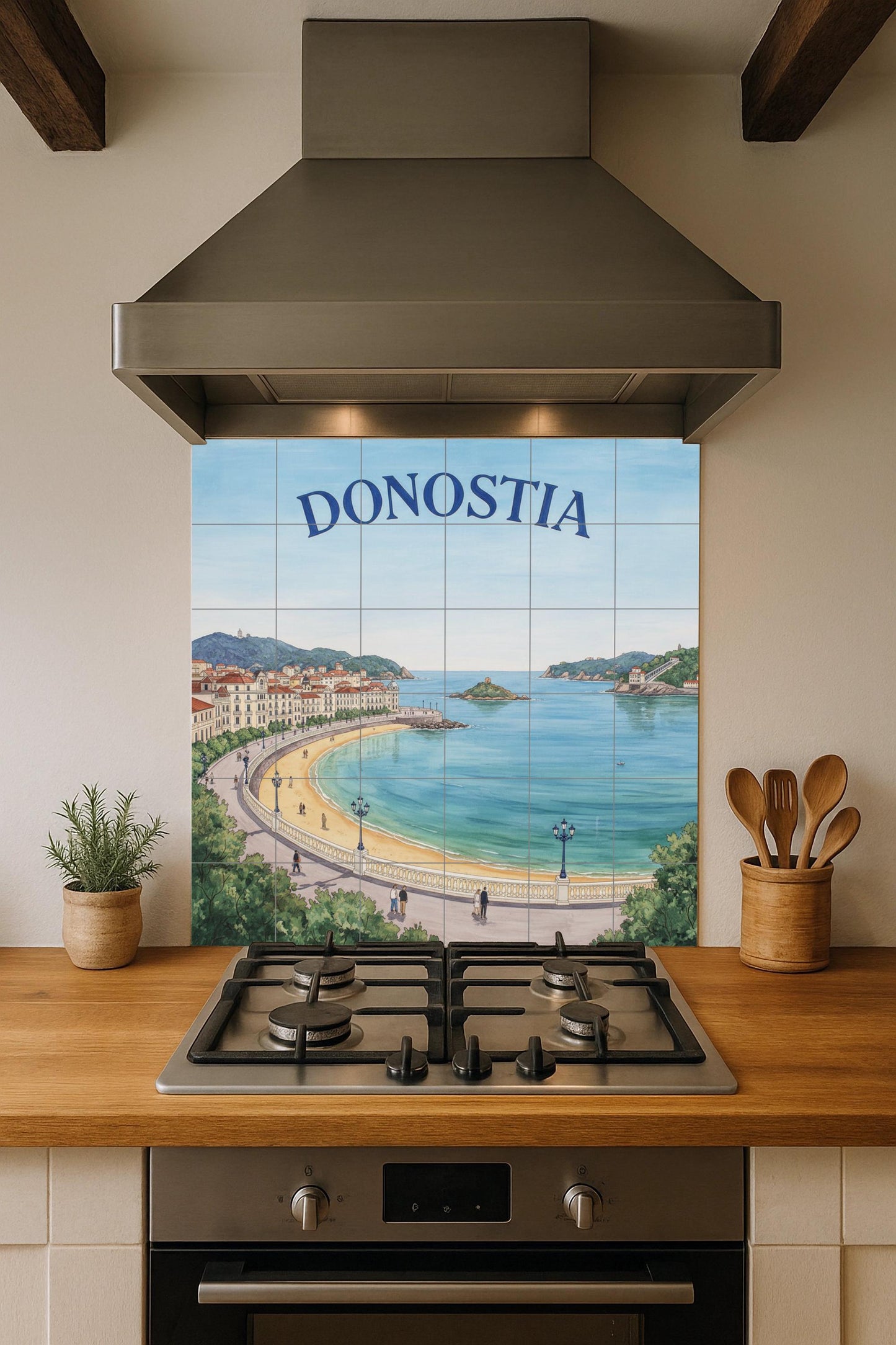 Decorative painting of the Bay of Donostia La Concha – Coastal landscape print of San Sebastián / Basque Country decoration