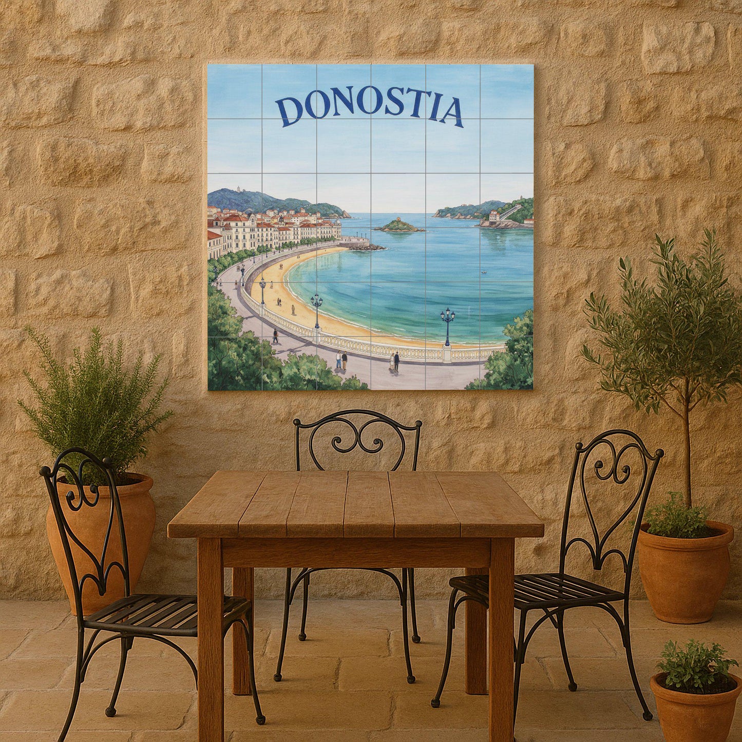 Decorative painting of the Bay of Donostia La Concha – Coastal landscape print of San Sebastián / Basque Country decoration