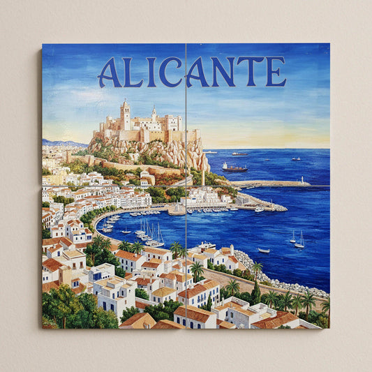 Ceramic Mural of Alicante – Santa Bárbara Castle and Mediterranean Port / Mural Art of the Costa Blanca