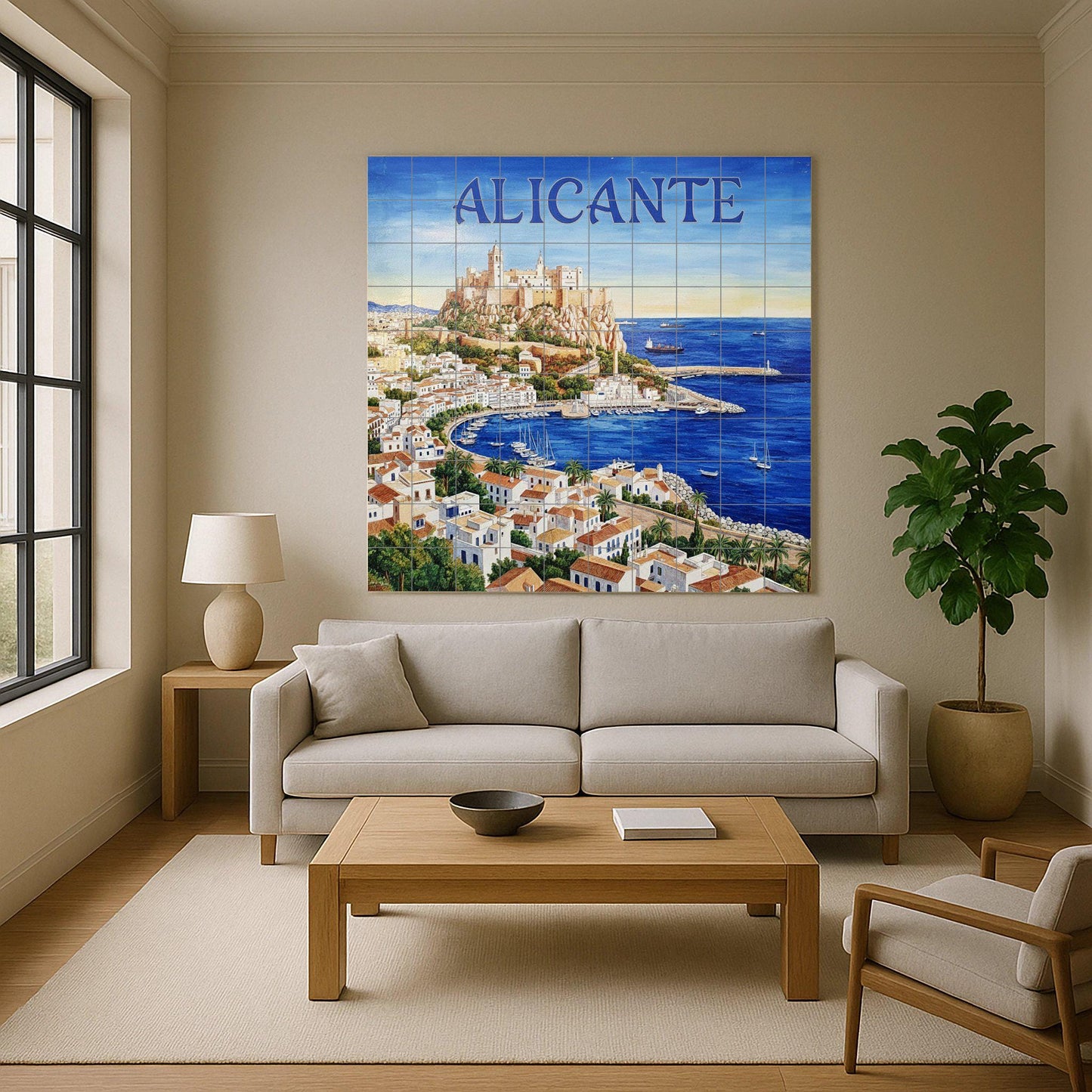 Ceramic Mural of Alicante – Santa Bárbara Castle and Mediterranean Port / Mural Art of the Costa Blanca